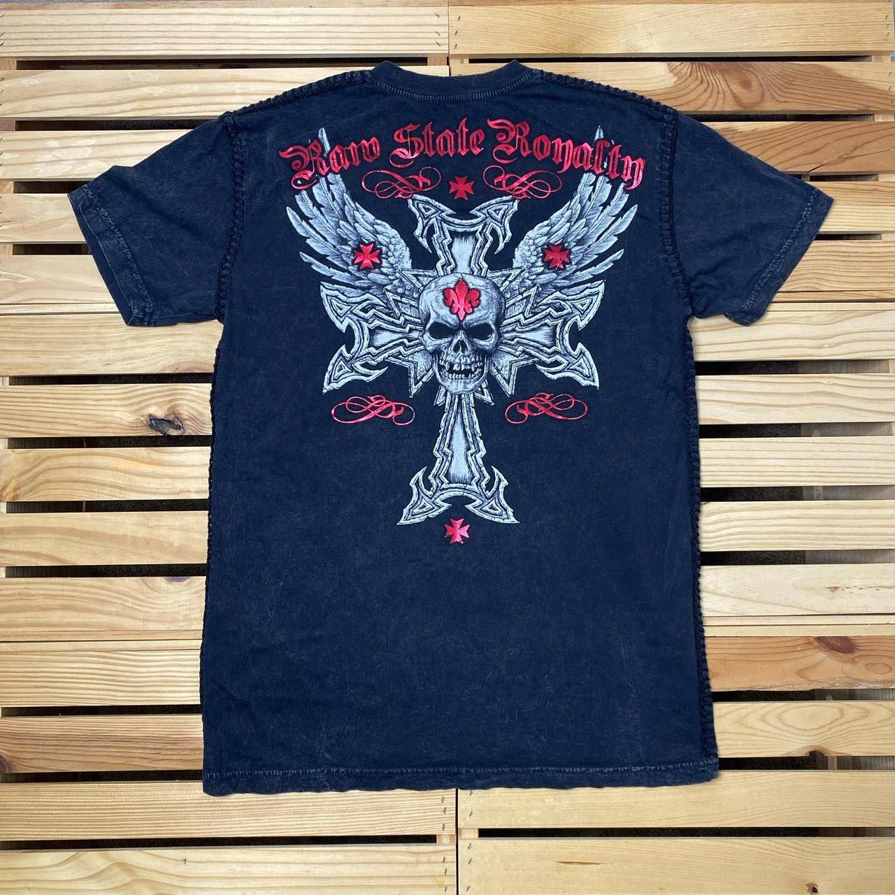 Raw State Raw State Skulls & Crosses Faded Black Y2K Tee Size Medium Size US M / EU 48-50 / 2 - 1 Thumbnail