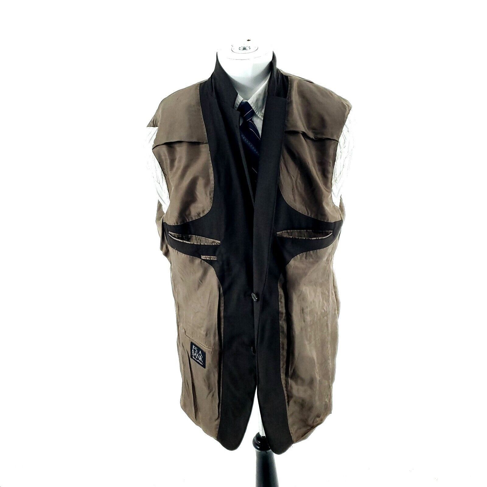 Jos. A. Bank DAMAGED Jos A Bank Signature Wool 2 Button Blazer 42L Brown Size 42L - 10 Thumbnail