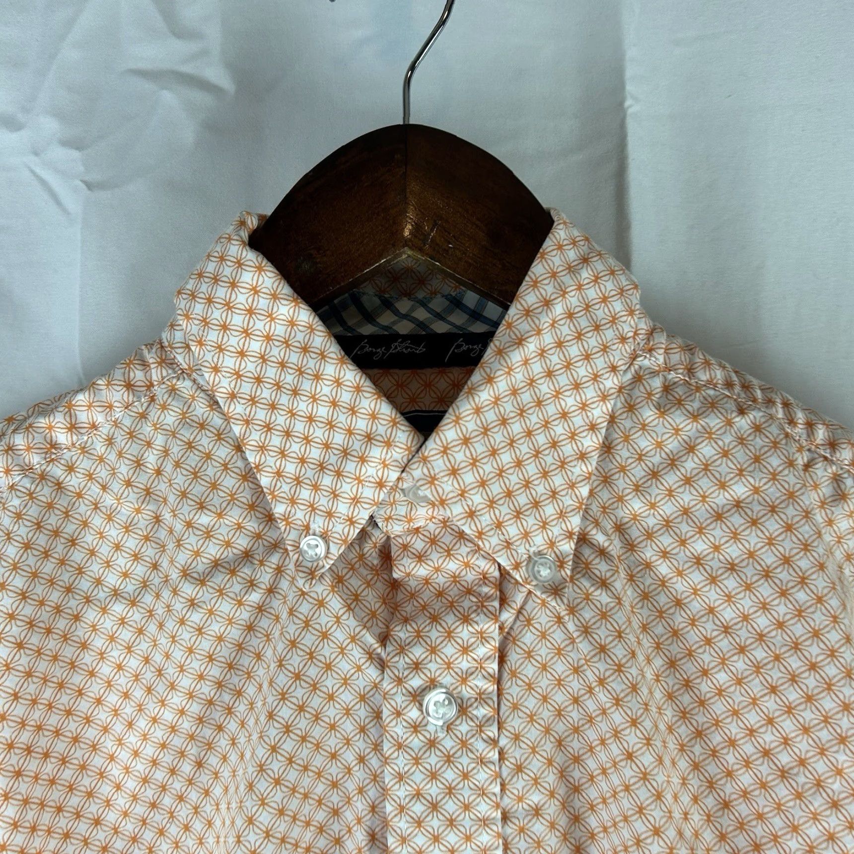 Wrangler VINTAGE Wrangler George Strait Shirt Mens M Orange Geometric Button Long Sleeve Flaw (pre-owned) Size US M / EU 48-50 / 2 - 4 Thumbnail