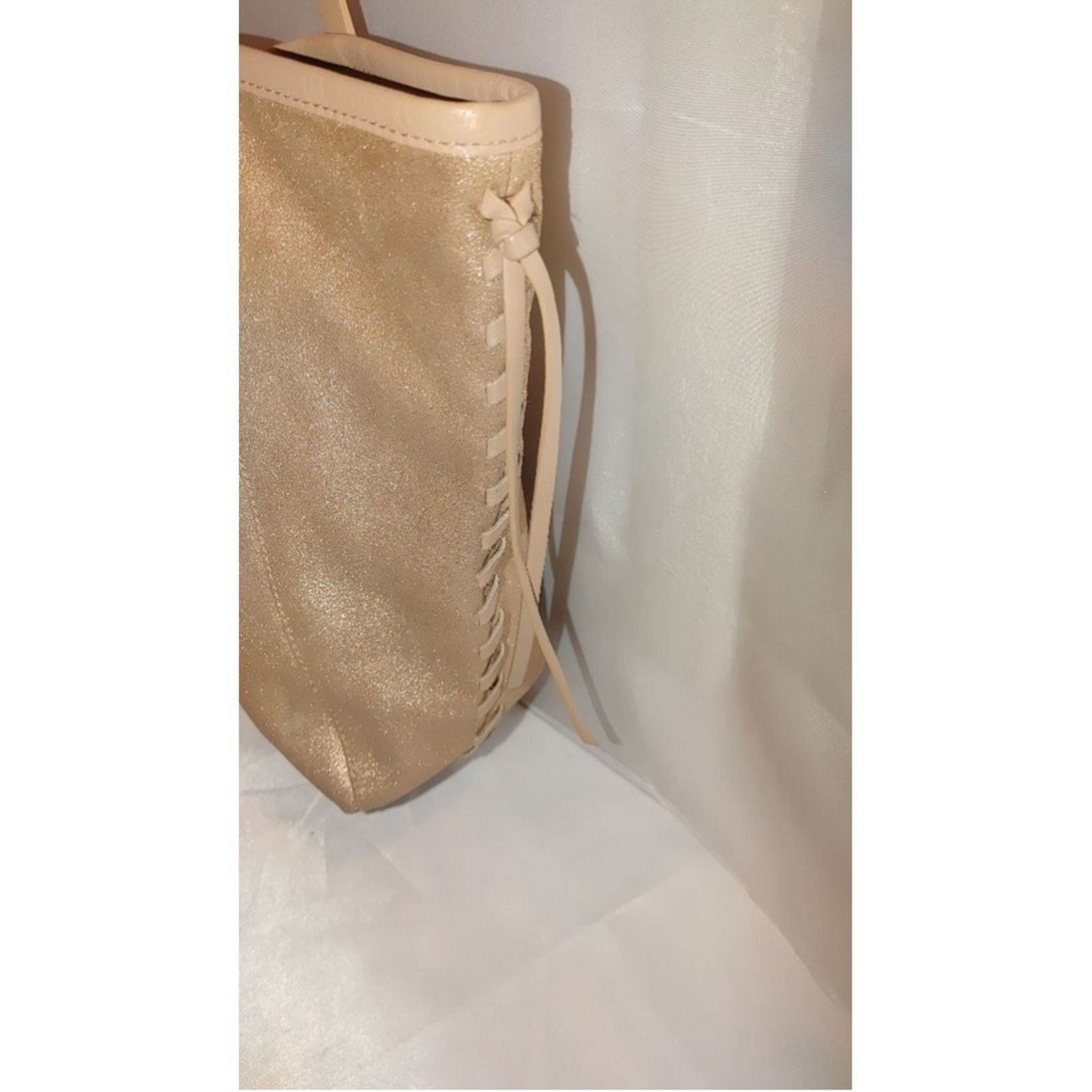 Lucky Brand Lucky Brand Nela Metallic Pink Champagne Leather Tote Size ONE SIZE - 3 Thumbnail