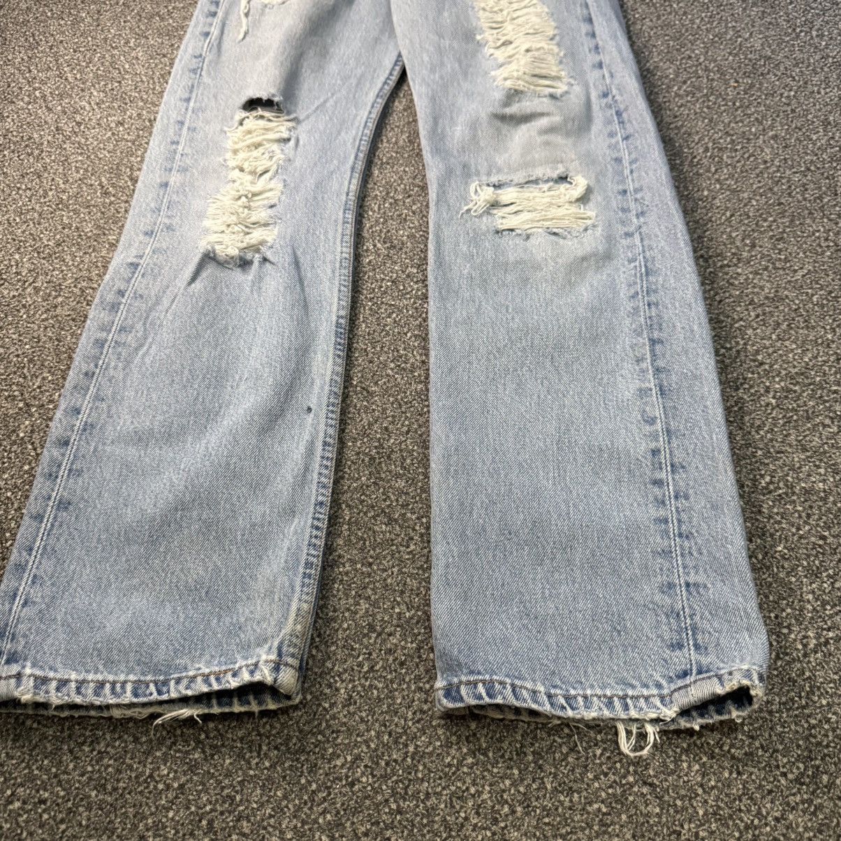 Levi's Vintage Clothing 🔥🇺🇸 Vintage 90s Levis 501 Super Distressed Faded Denim Size US 30 / EU 46 - 9 Thumbnail