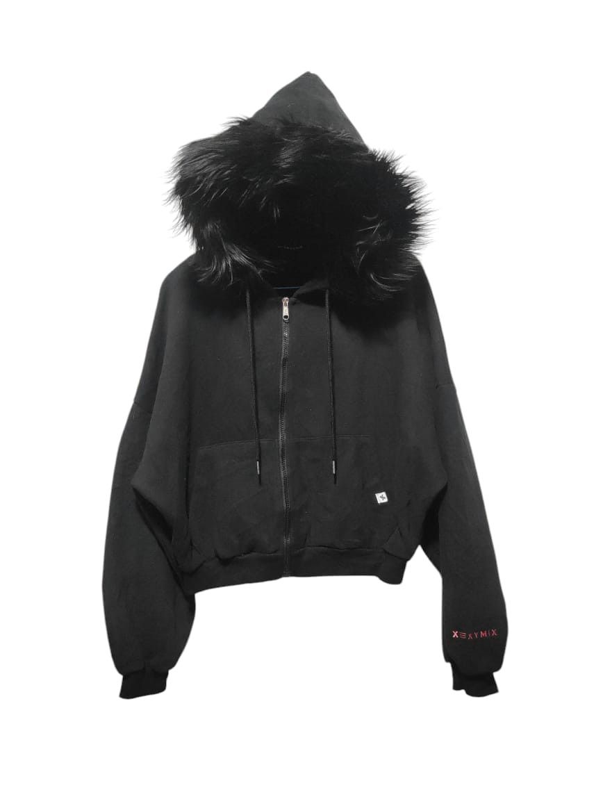 Pre-owned Hysteric Glamour X If Six Was Nine Xexymix Crop Zip Fur Hoodie Ifsixwasnine Lgb Style In Black