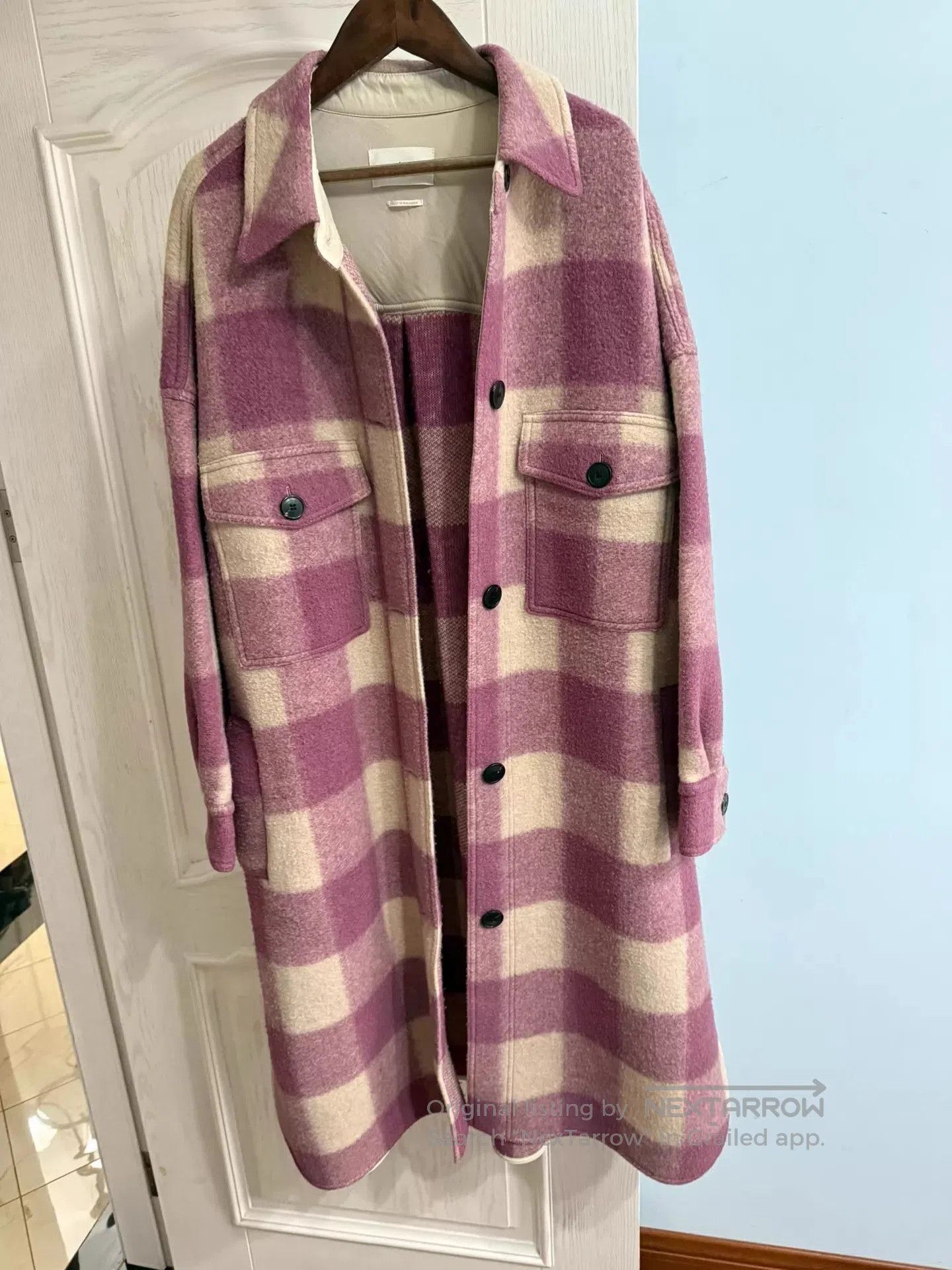 Isabel Marant Etoile Pink Checkered Long Coat Size XS. Size US XS / EU 42 / 0 - 3 Thumbnail
