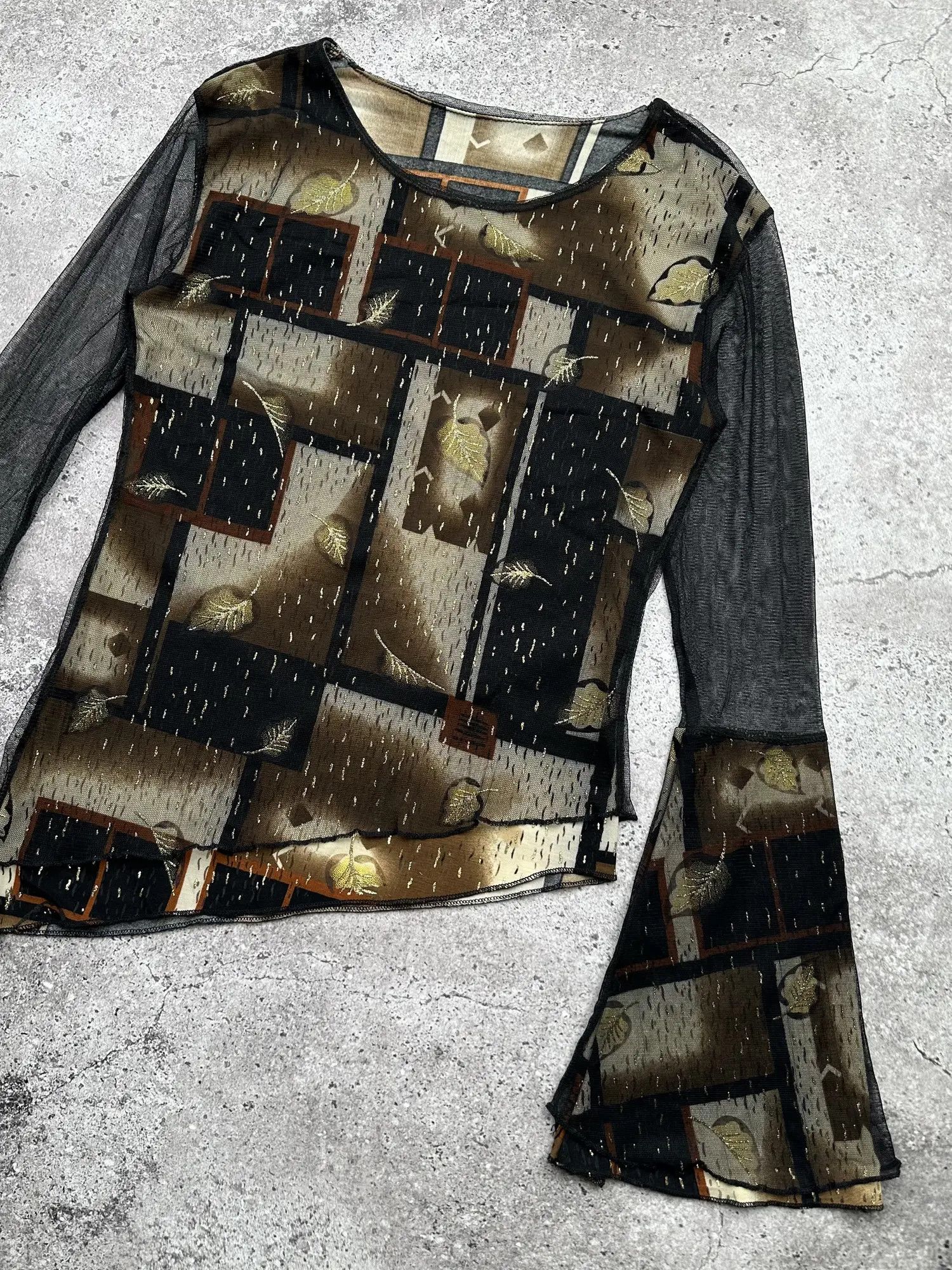 Vintage Vintage Assymetry Mesh Details Blouse C244(V627) Size M / US 6-8 / IT 42-44 - 3 Thumbnail