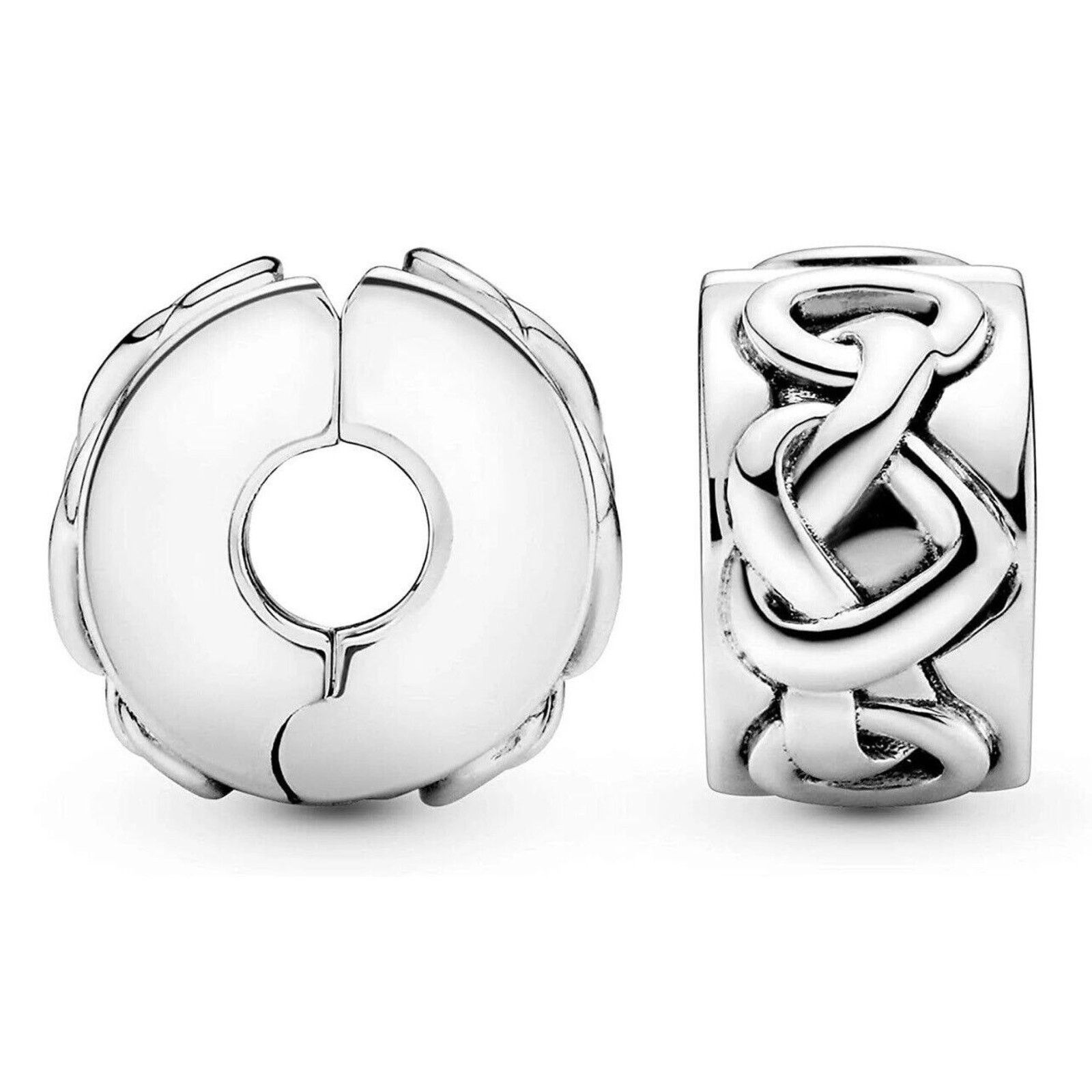 Pandora Knotted Hearts Clip Charm Jewelry S925 Ale New in Silver, Women's