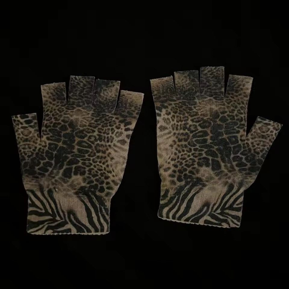 Other Leopard Y2k Punk Gothic Streetwear Gloves Size ONE SIZE - 2 Thumbnail