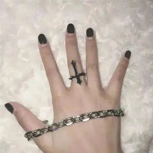 New Order Men Vintage Goth Black Sword Cross Open Rings Size ONE SIZE - 3 Thumbnail