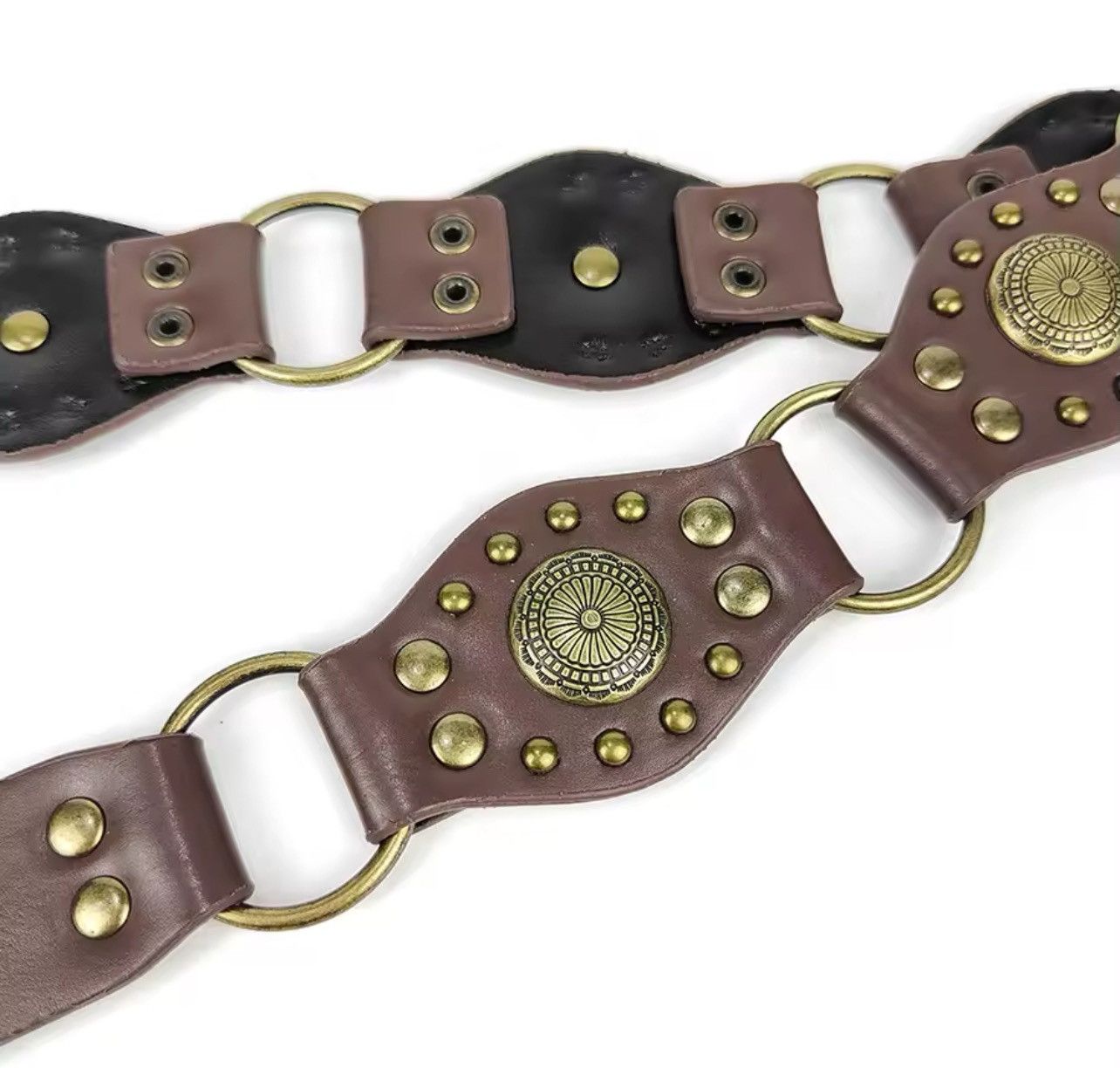 Japanese Brand × Vintage Western cowboy style metal buckle PU leather belt Size ONE SIZE - 4 Thumbnail