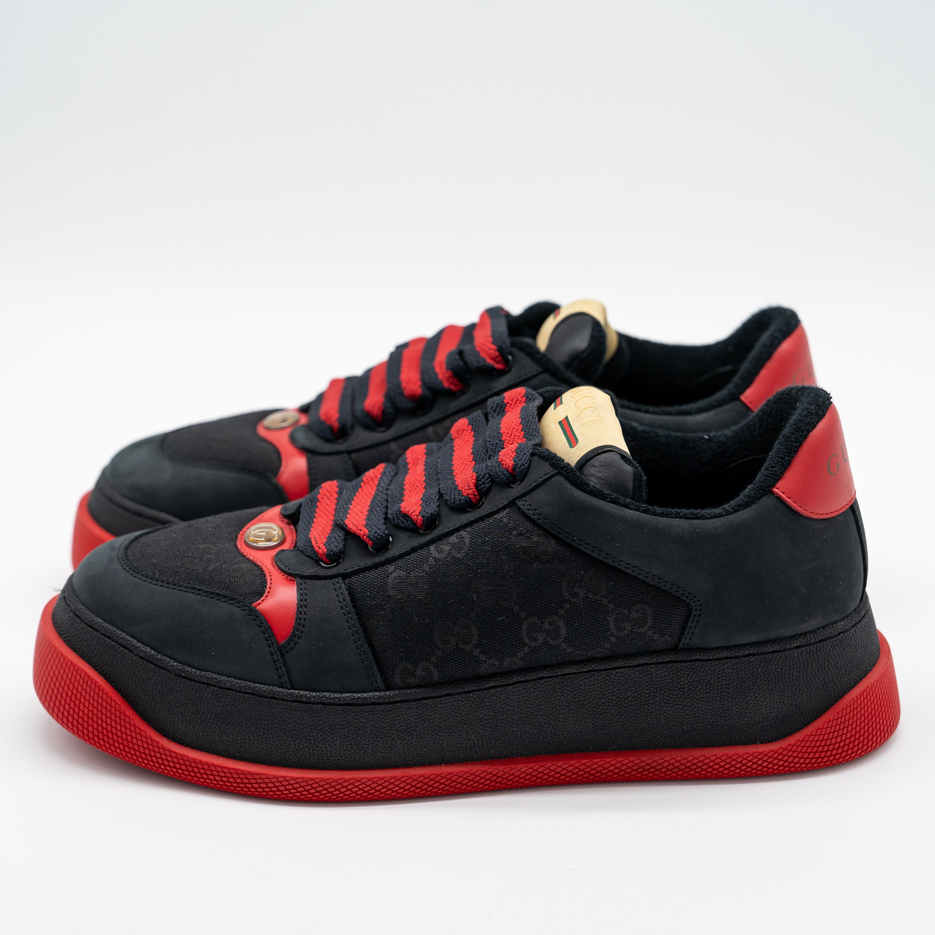 Gucci 10us Gucci Double Screener GG Black Red Chunky Sneakers Size US 10 / EU 43 - 4 Thumbnail