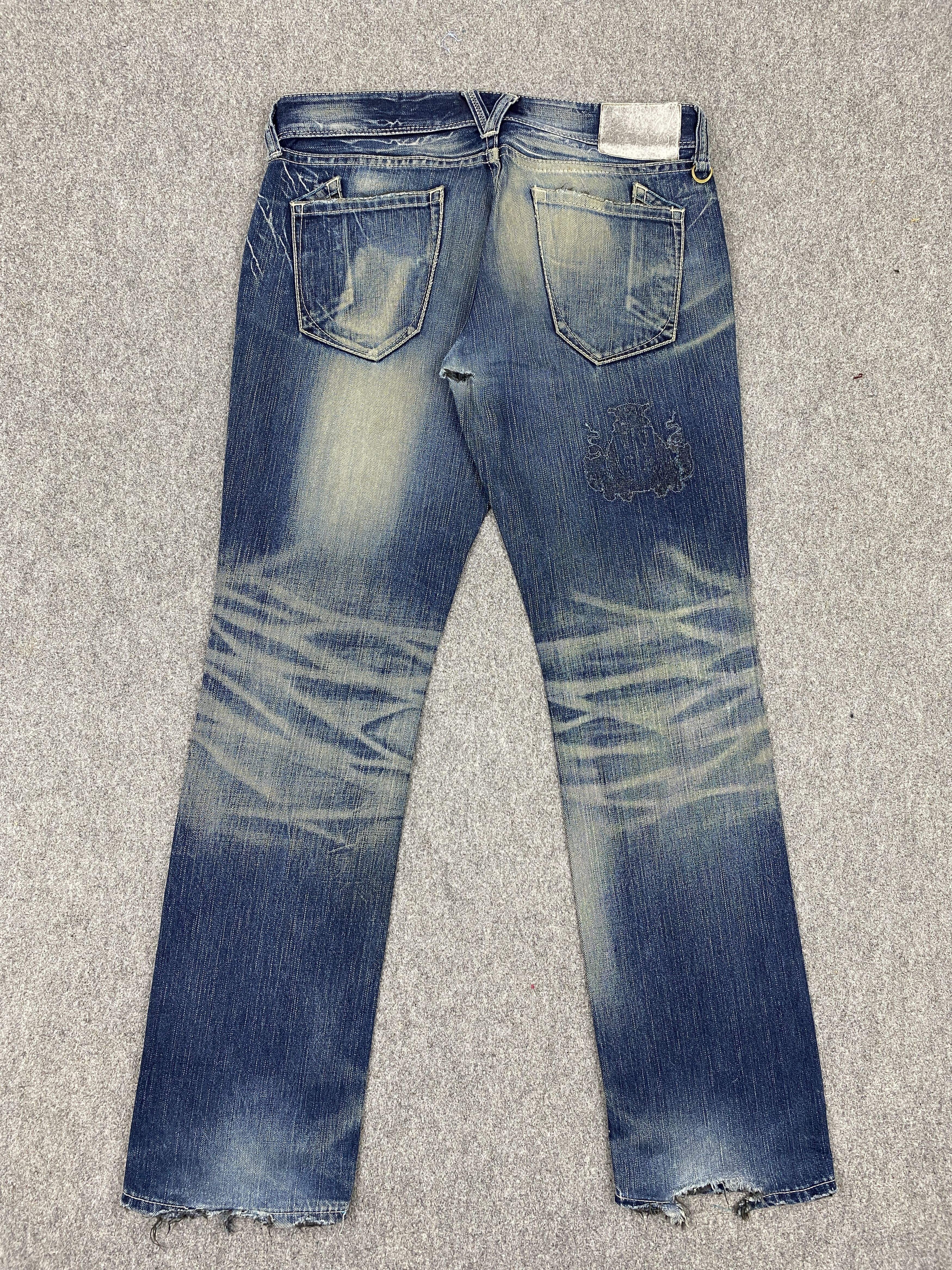Japanese Brand × Vanquish × Vintage Vintage 90s Vanquish Gold Faded Blue Patch Work Jeans Size US 33 - 3 Thumbnail