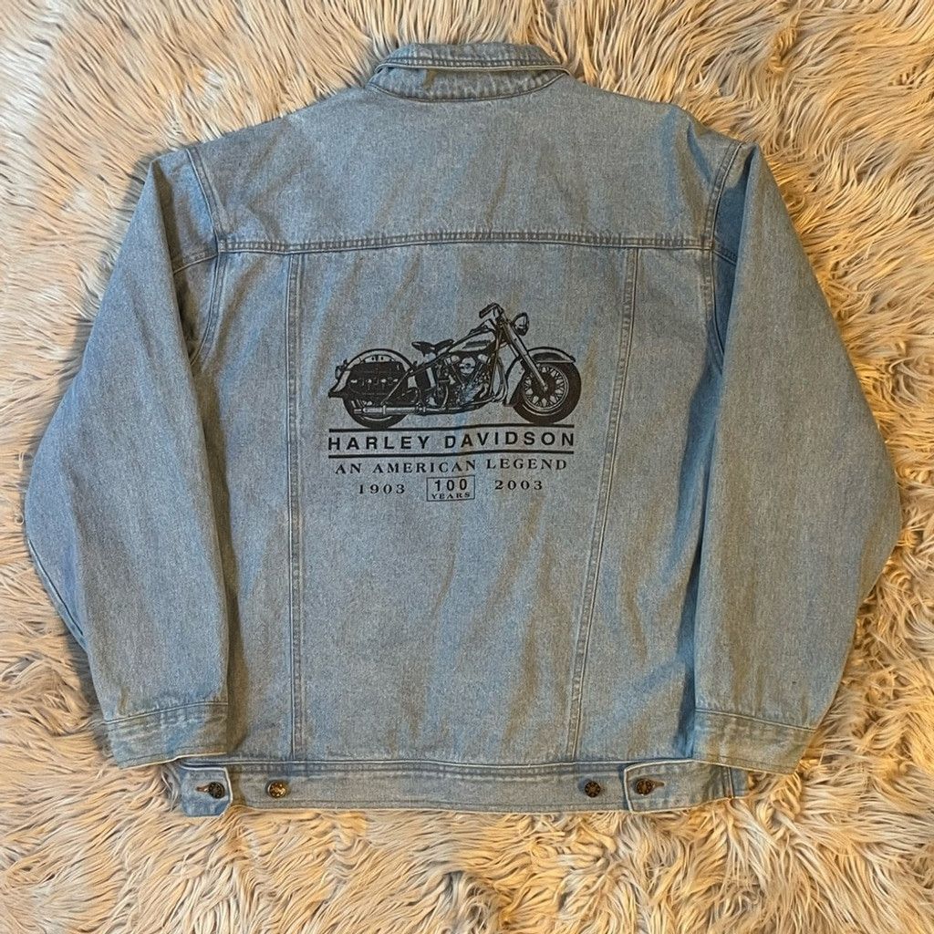 Harley Davidson Harley-Davidson Light Blue Denim Jacket size XL(small hole) Size US XL / EU 56 / 4 - 1 Thumbnail