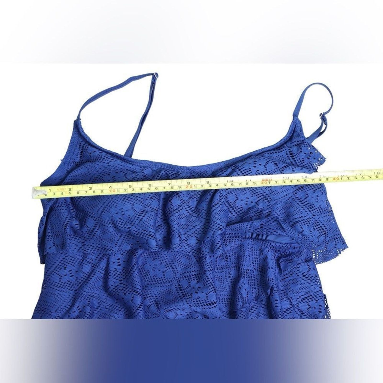 Jones New York Jones New York Blue Lace Triple Ruffle Tankini Swim Top 12 Size XL / US 12-14 / IT 48-50 - 4 Thumbnail