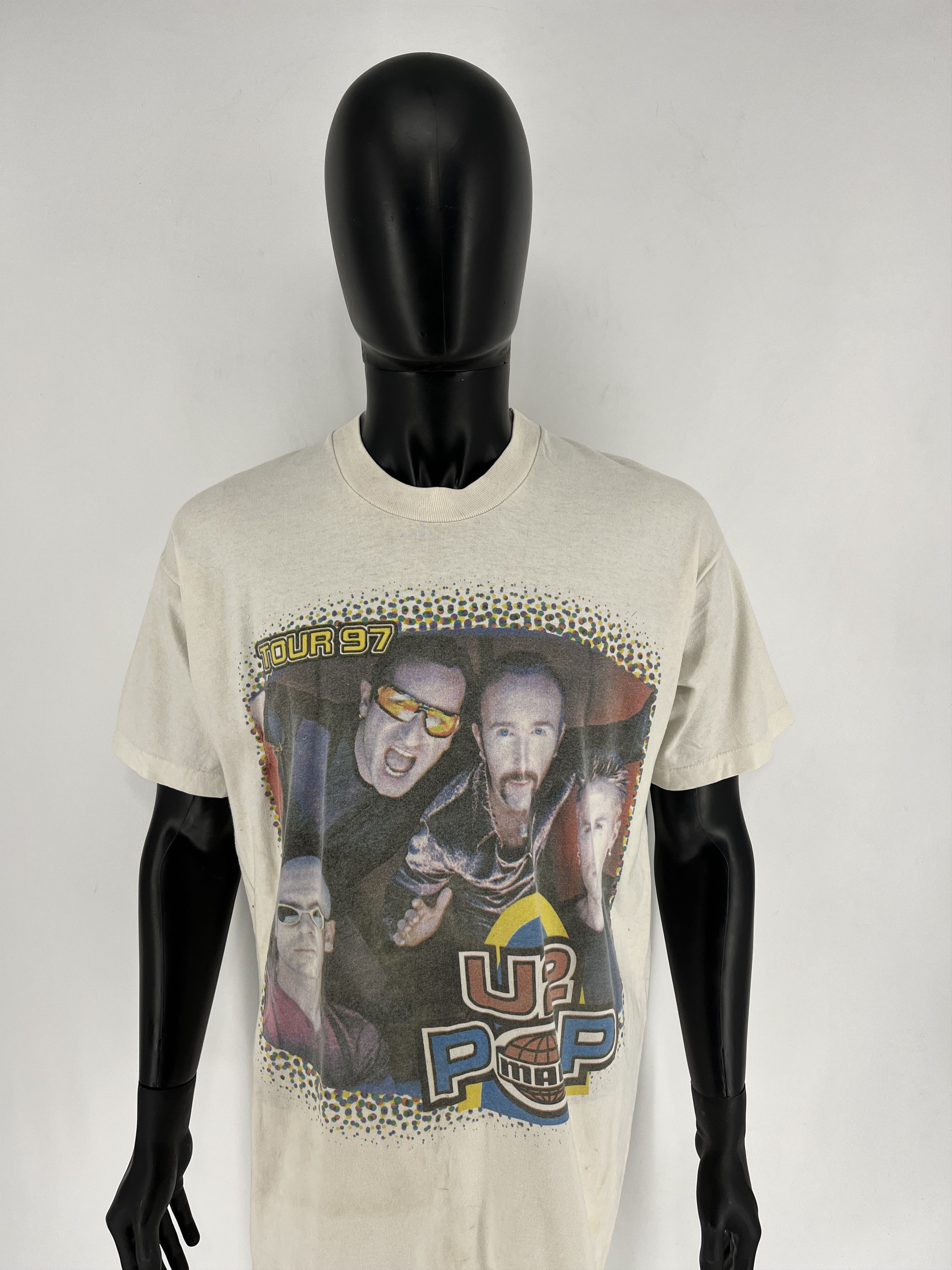 Band Tees Vintage U2 Pop Mart Concert Shirt Rock Band White Cotton 90s Size US XL / EU 56 / 4 - 5 Thumbnail