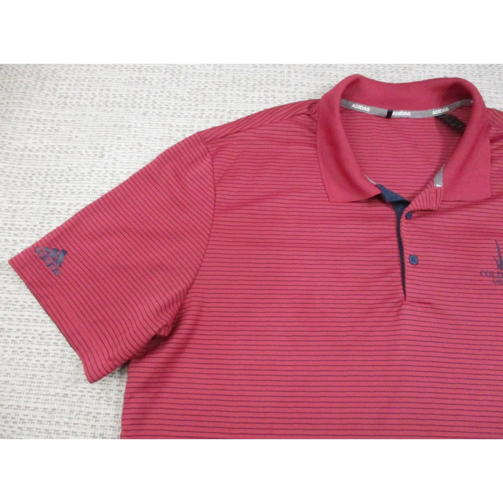 Adidas Adidas Polo Shirt Mens XL Red Striped Coldwater Golf Club Golf Performance Polo Shirt Size US XL / EU 56 / 4 - 3 Thumbnail