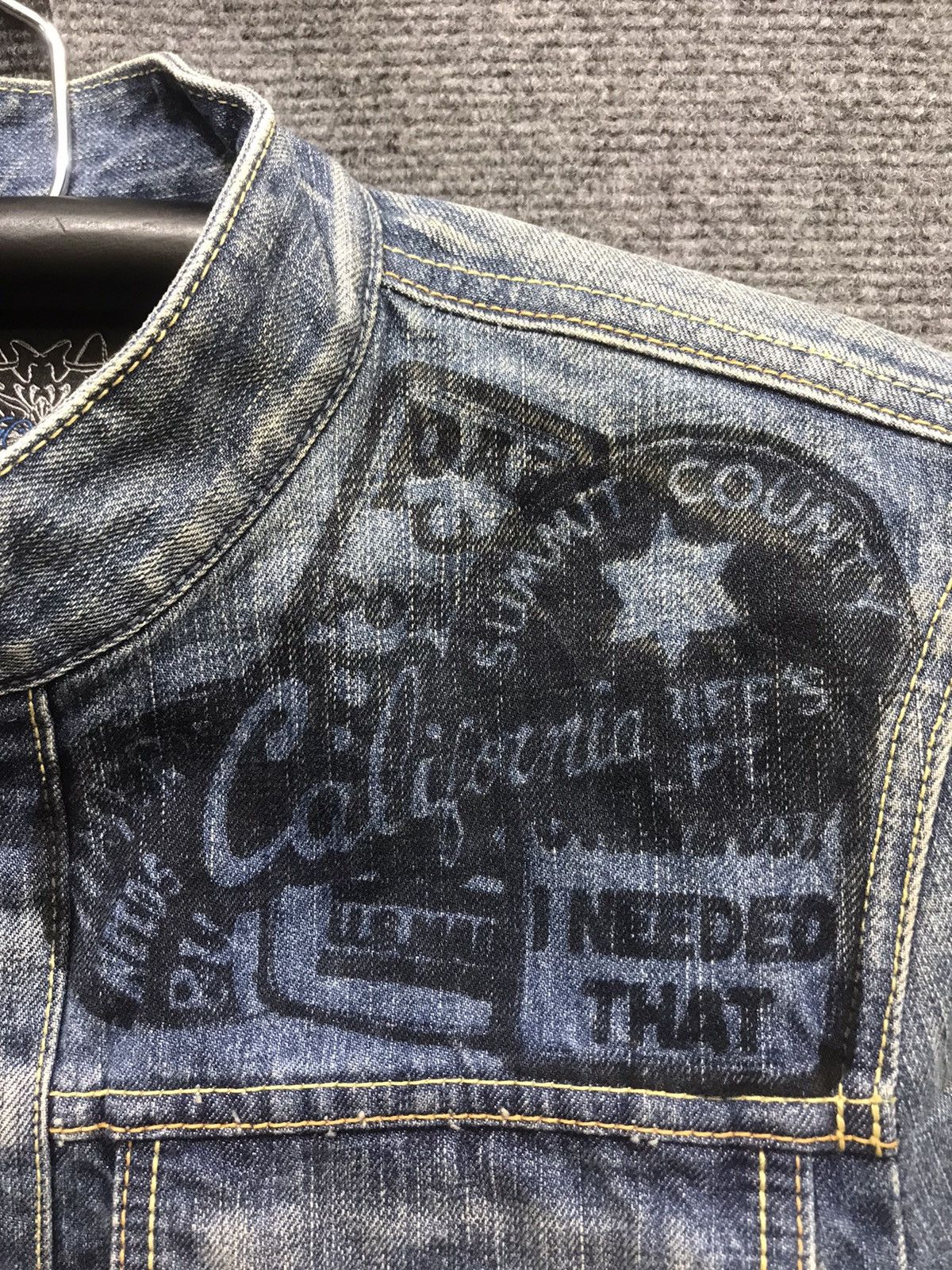 Japanese Brand Archival VelvetBlue Japanese Art Designer Trucker Jacket Size US M / EU 48-50 / 2 - 7 Thumbnail
