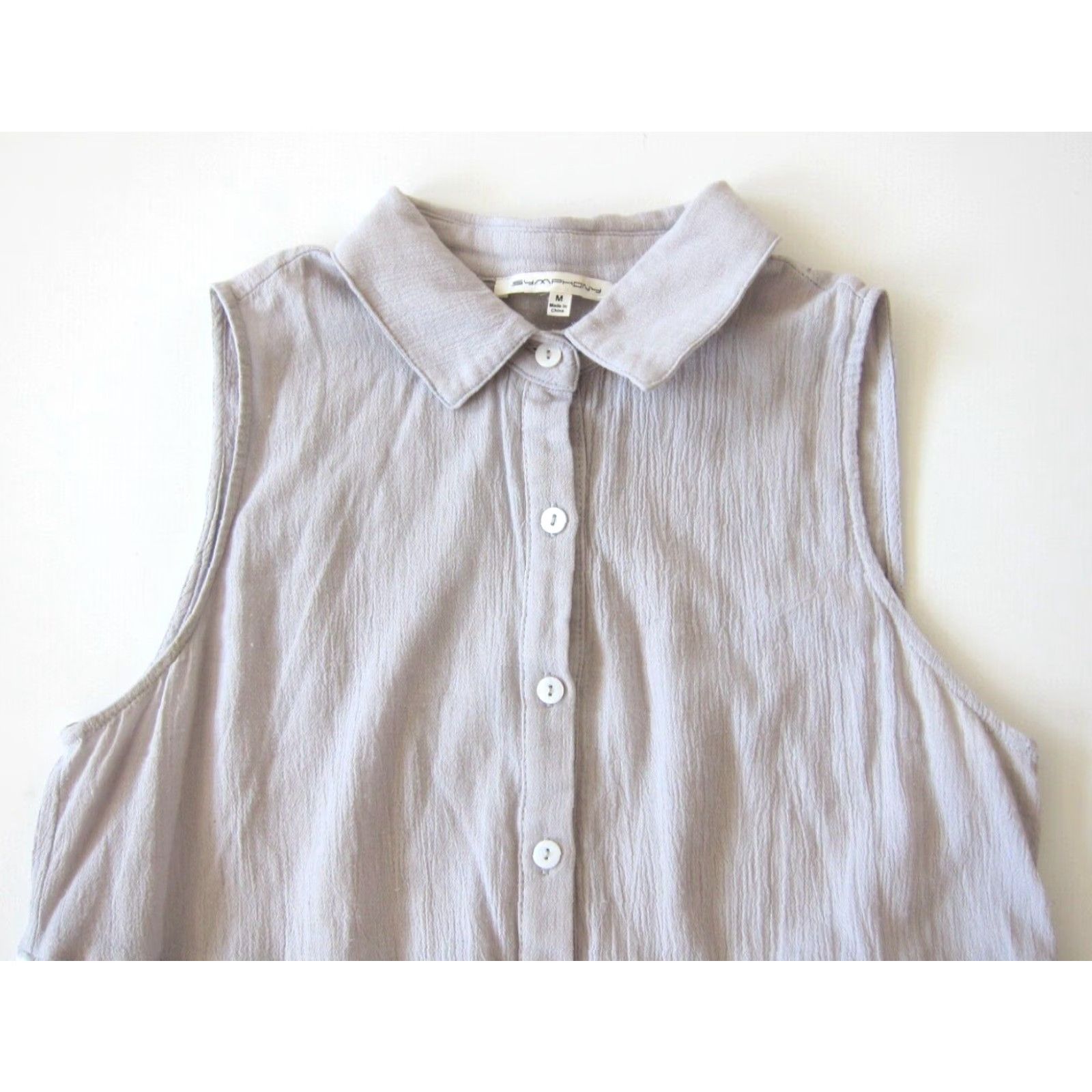 Vintage Symphony Shirt Dress Sleeveless Collared Tunic Cotton Gauze Stripe M Women Size M / US 6-8 / IT 42-44 - 5 Thumbnail