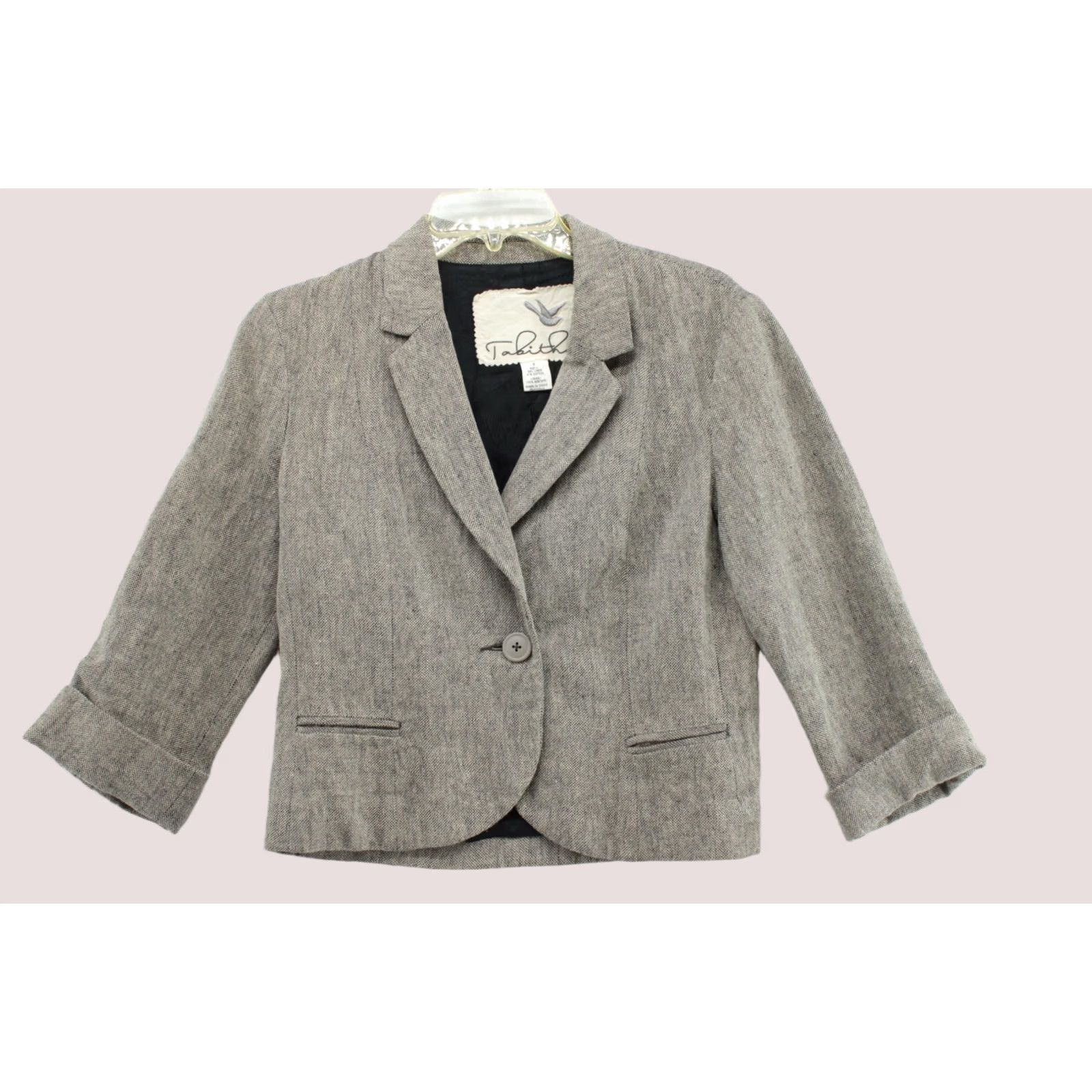 Habitat Tabitha Anthropologie Jacket Womens 8 Beige Black Tweed Linen Blend Lined Button Mockup Size M / US 6-8 / IT 42-44 - 1 Thumbnail