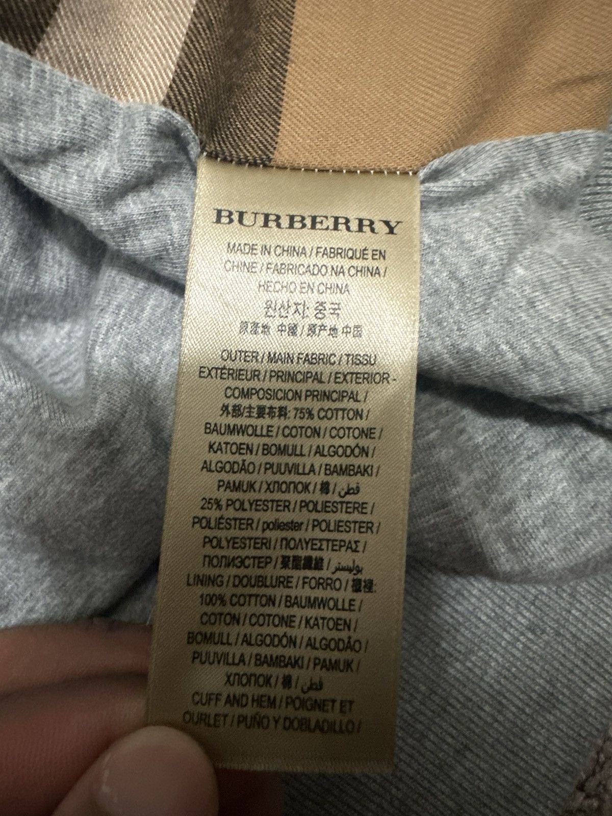 Burberry Burberry Men's Gray Check Detail Hooded Sweatshirt Size US XS / EU 42 / 0 - 5 Thumbnail
