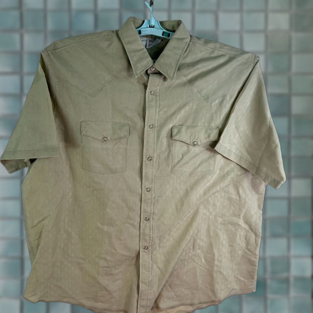 Vintage VINTAGE Frontier Button-Up Shirt Men XL Beige Short Sleeve Western Geometric Cowboy Mens Size US XL / EU 56 / 4 - 1 Thumbnail