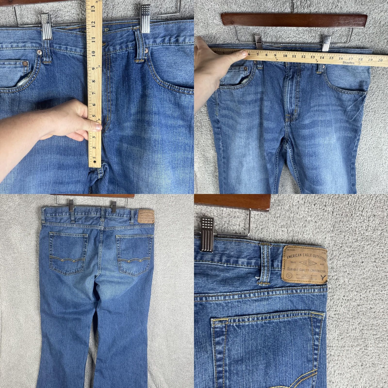 American Eagle Outfitters American Eagle Original Straight Jeans Mens 38x34 Blue Denim Medium Wash Casual Shirt? Size US 38 / EU 54 - 8 Thumbnail