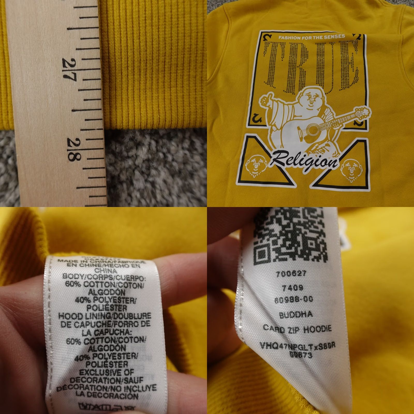 True Religion NEW True Religion Hoodie Mens L Yellow Buddha Full Zip Sweatshirt Sweater Jacket Size US L / EU 52-54 / 3 - 8 Thumbnail