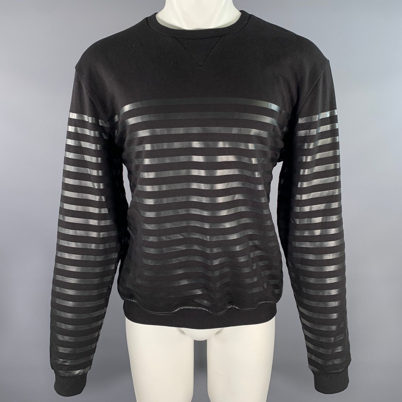 Jean Paul Gaultier JEAN PAUL GAULTIER Black Stripe Cotton Crew-Neck Pullover Size US M / EU 48-50 / 2 - 1 Thumbnail