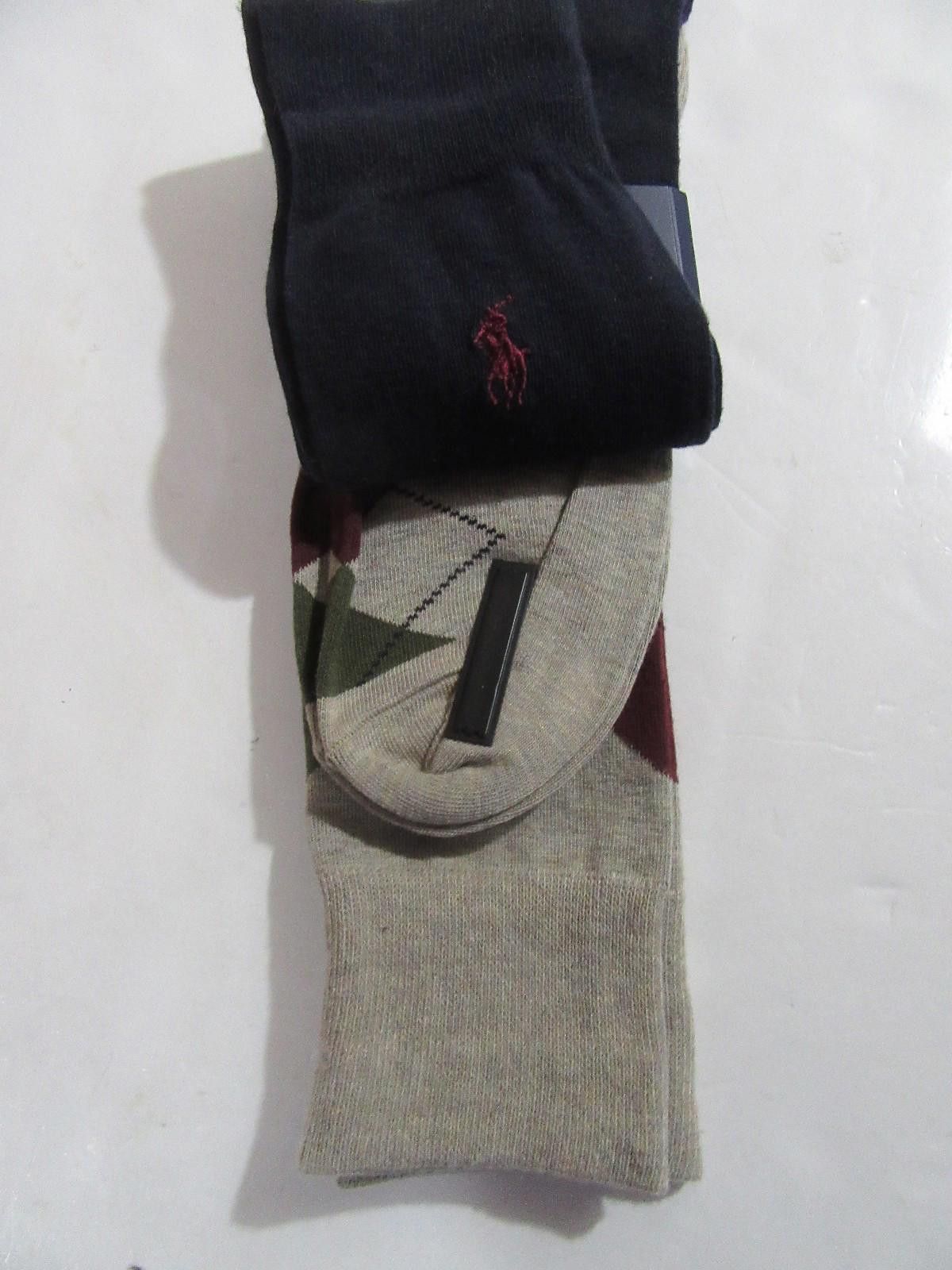 Polo Ralph Lauren Polo Ralph Lauren Mens Trouser Dress Socks Beige Argyle Navy Size ONE SIZE - 3 Thumbnail