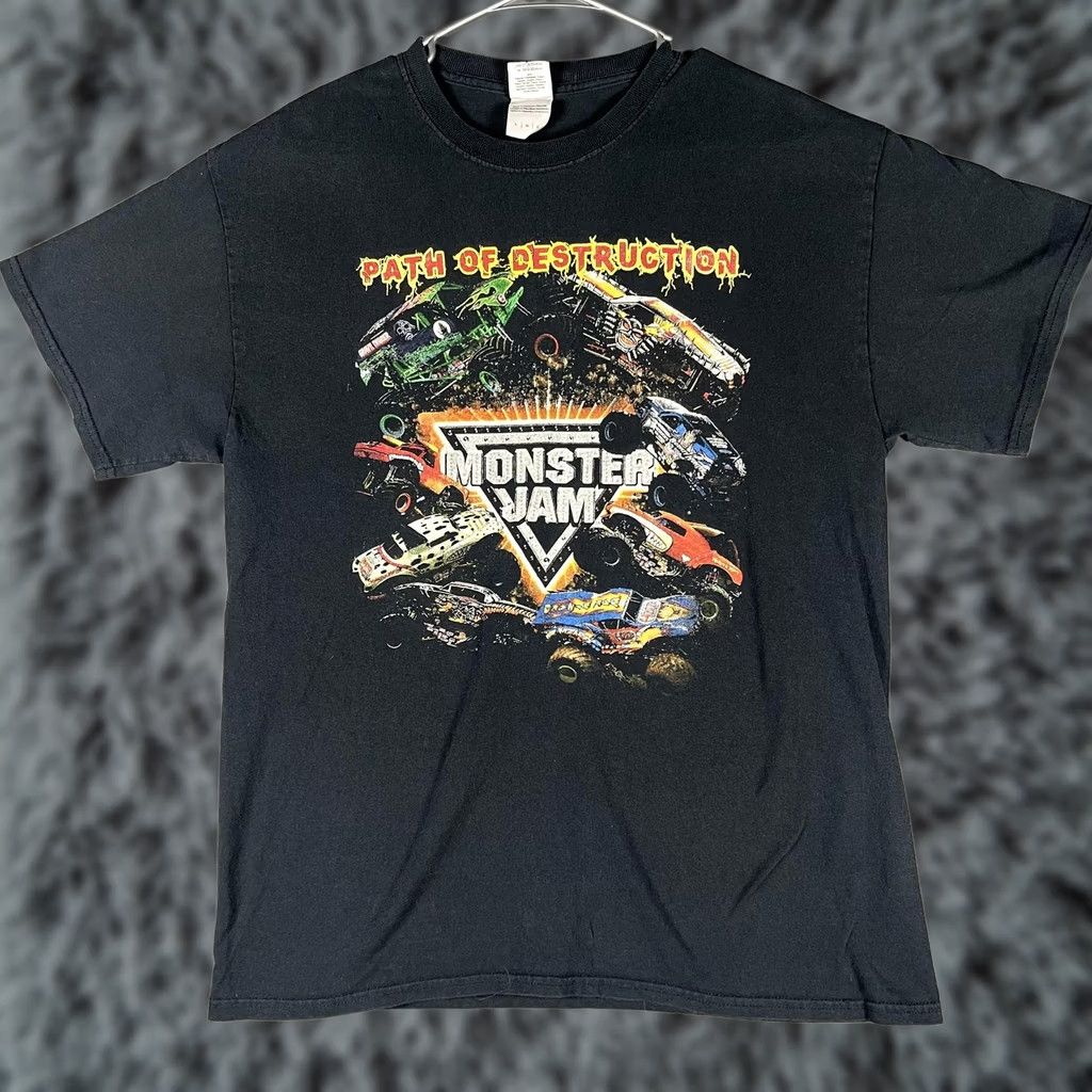 Gildan Monster Jam Shirt Mens Large Black Path of Destruction Monster Truck Graphic Tee Size US L / EU 52-54 / 3 - 1 Thumbnail