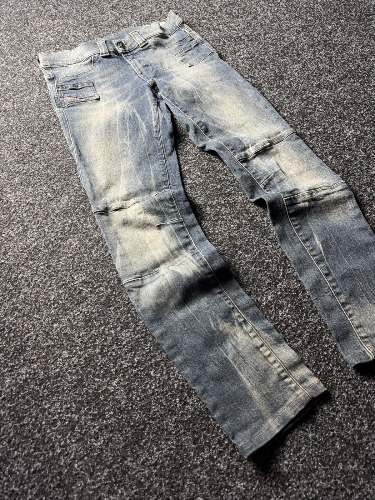 Diesel 00s Diesel JEGONFIRE Moto Faded Denim Jeans Slim Straight Size 27" / US 4 / IT 40 - 2 Thumbnail