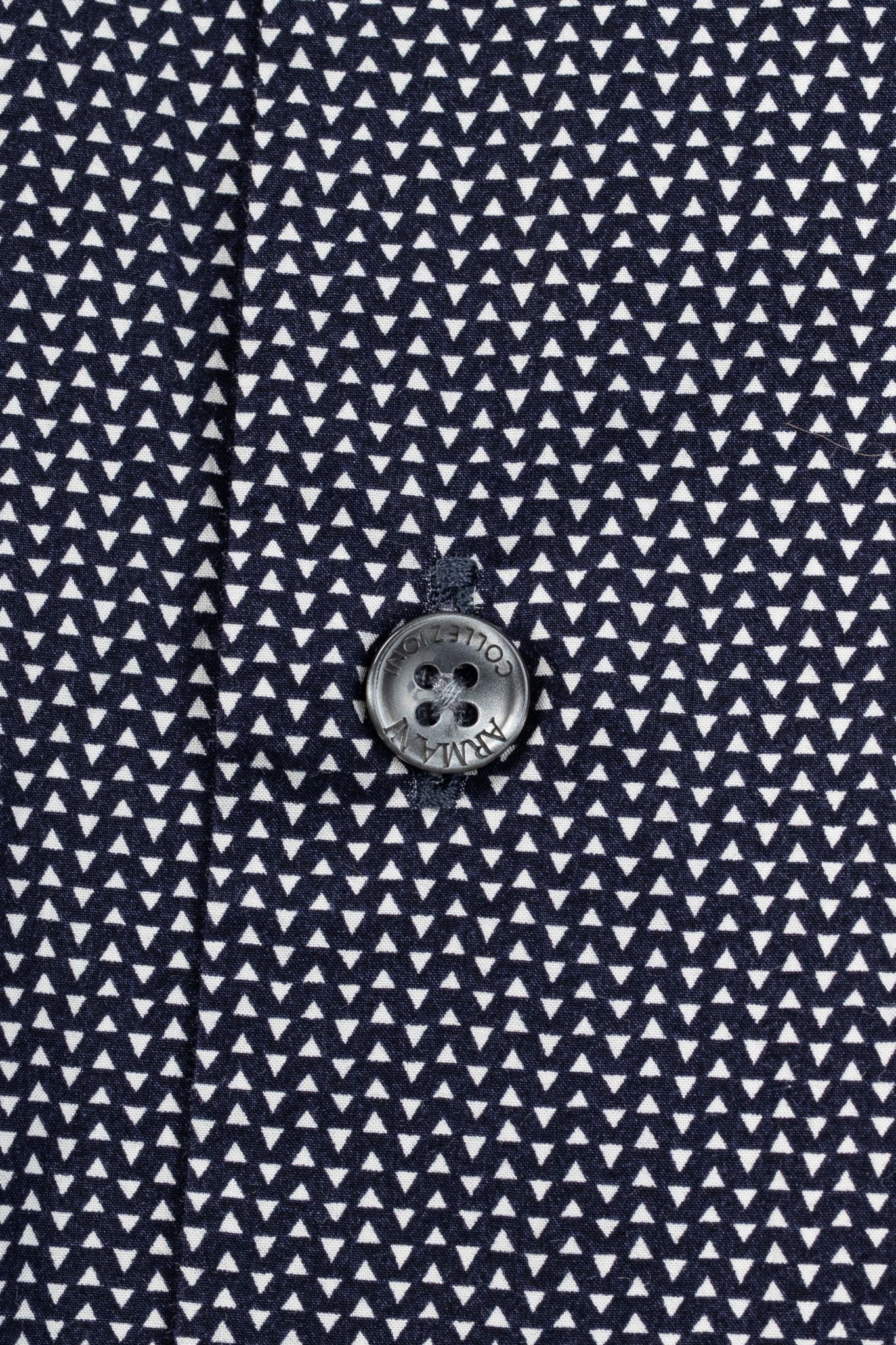 Armani Collezioni Armani Collezioni Navy Triangle-Print Cotton Button-Up Shirt Size US XXL / EU 58 / 5 - 8 Thumbnail