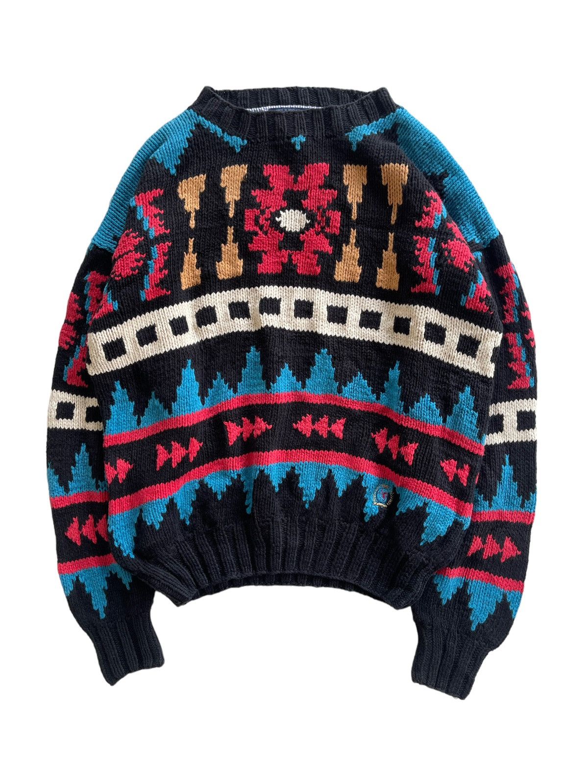 image of Vintage 90's Tommy Hilfiger Native Knitwear in Black/Red, Men's (Size Large)