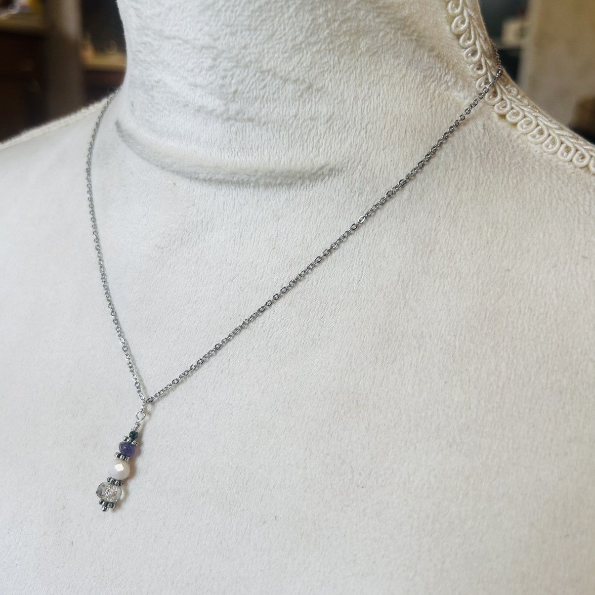 Handmade Handcrafted amethyst aurora borealis crystal necklace set Size ONE SIZE - 5 Thumbnail