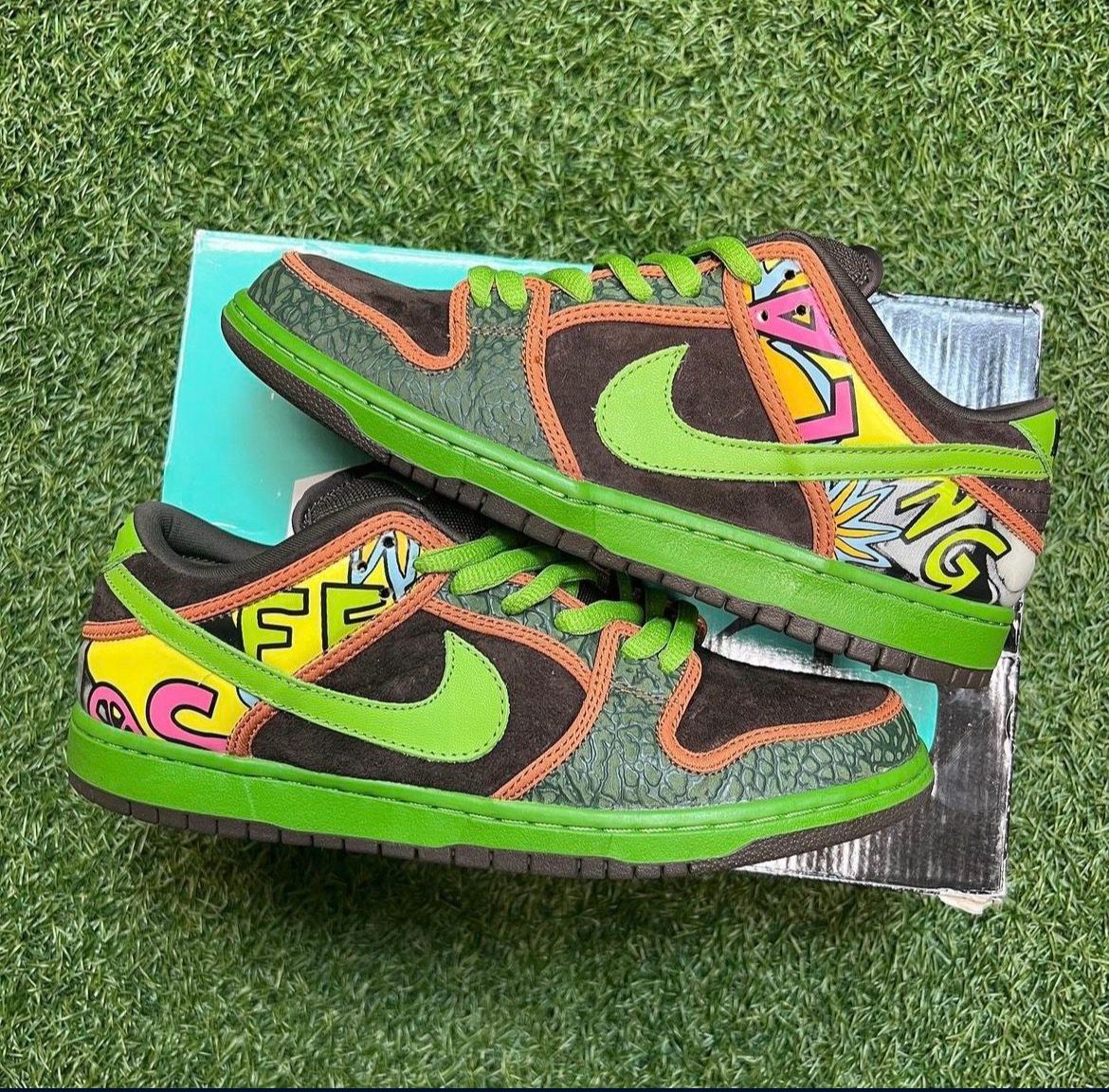 Pre-owned Nike Sb Dunk Low De La Soul 2015 Sz. 9.5 Shoes In Green