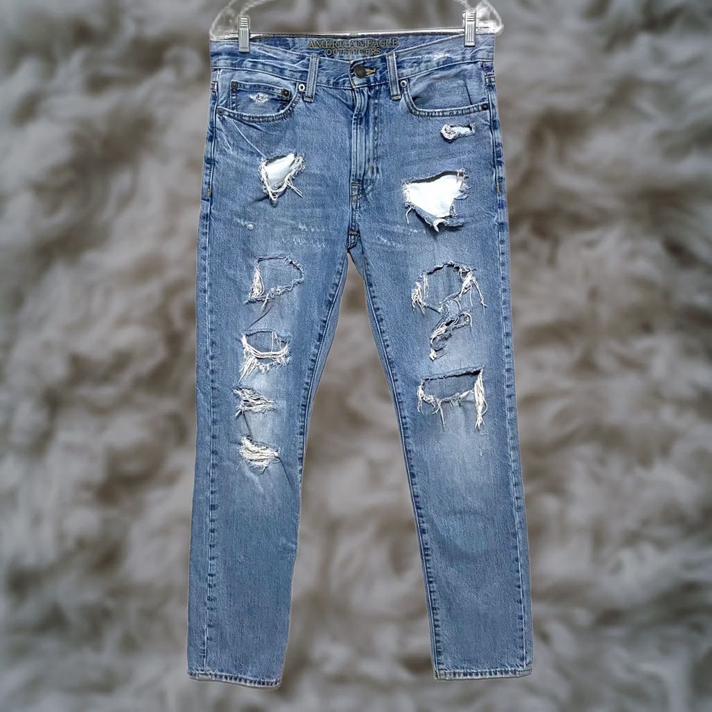 American Eagle Outfitters American Eagle Slim Fit Jeans Mens 31x31 Distressed Grunge Denim 5-Pocket Rocker Punk Casual Slim Distressed Grunge Jeans Mens Regular 31-31 Blue Size US 29 - 1 Thumbnail