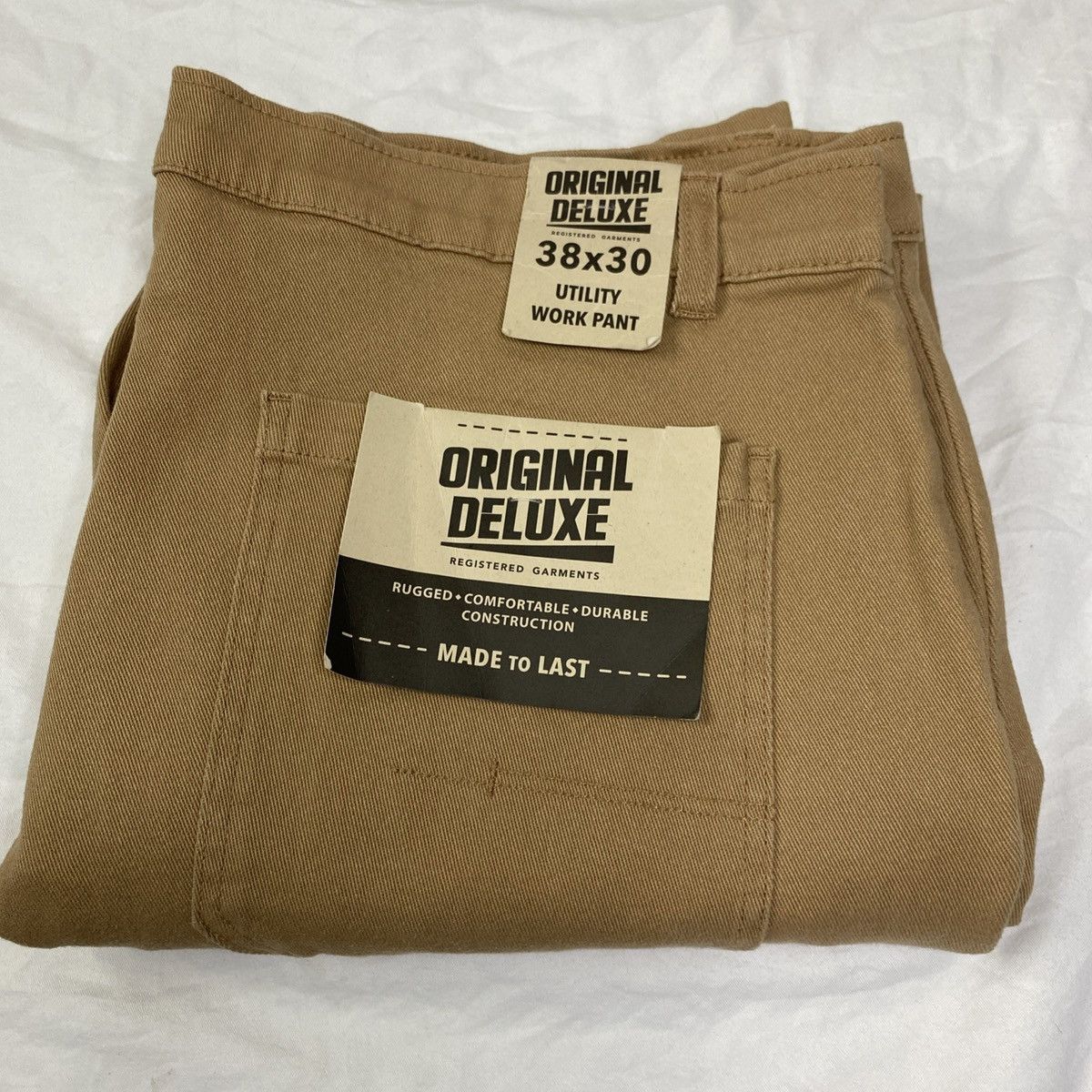 DELUXE Original Deluxe Mens Work Pants Rugged Khaki 38x30 NWT Size US 38 / EU 54 - 1 Thumbnail