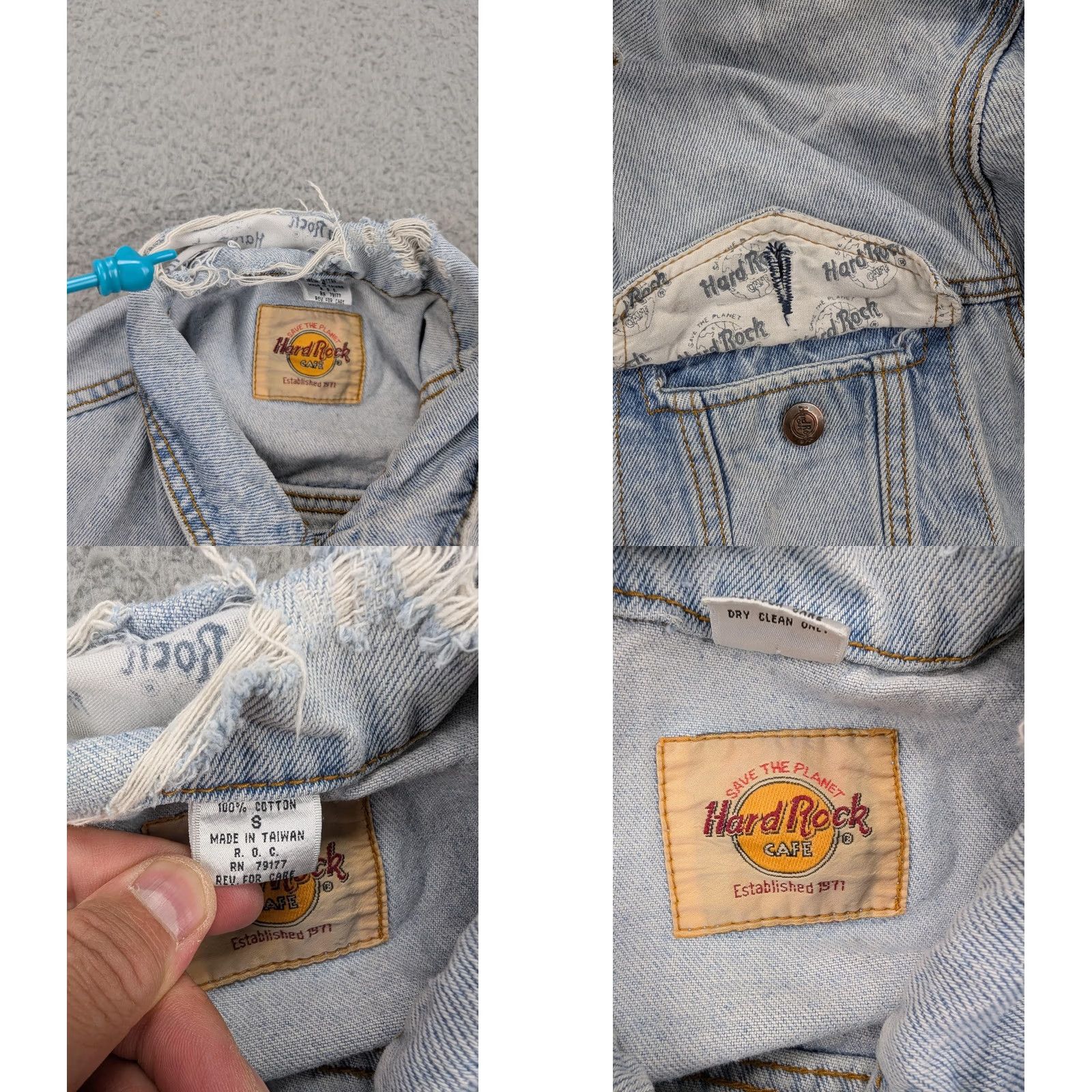 Hard Rock Cafe VINTAGE Hard Rock Cafe Jacket Womens Small Denim Embroidered New York 90s Grunge Jacket Womens Small Denim Embroidered New York 90s Grunge Size S / US 4 / IT 40 - 8 Thumbnail