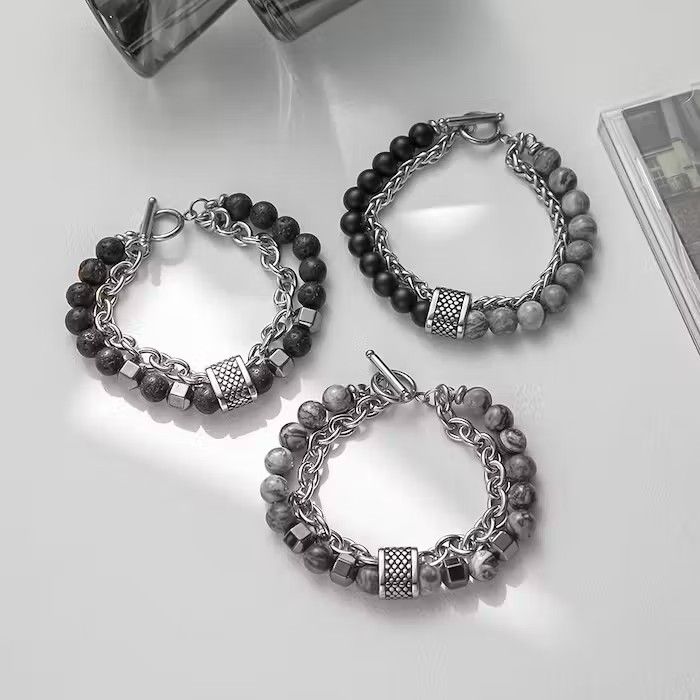 Jewelry × Vintage Black Gemstone Beaded Bracelet Size ONE SIZE - 4 Thumbnail