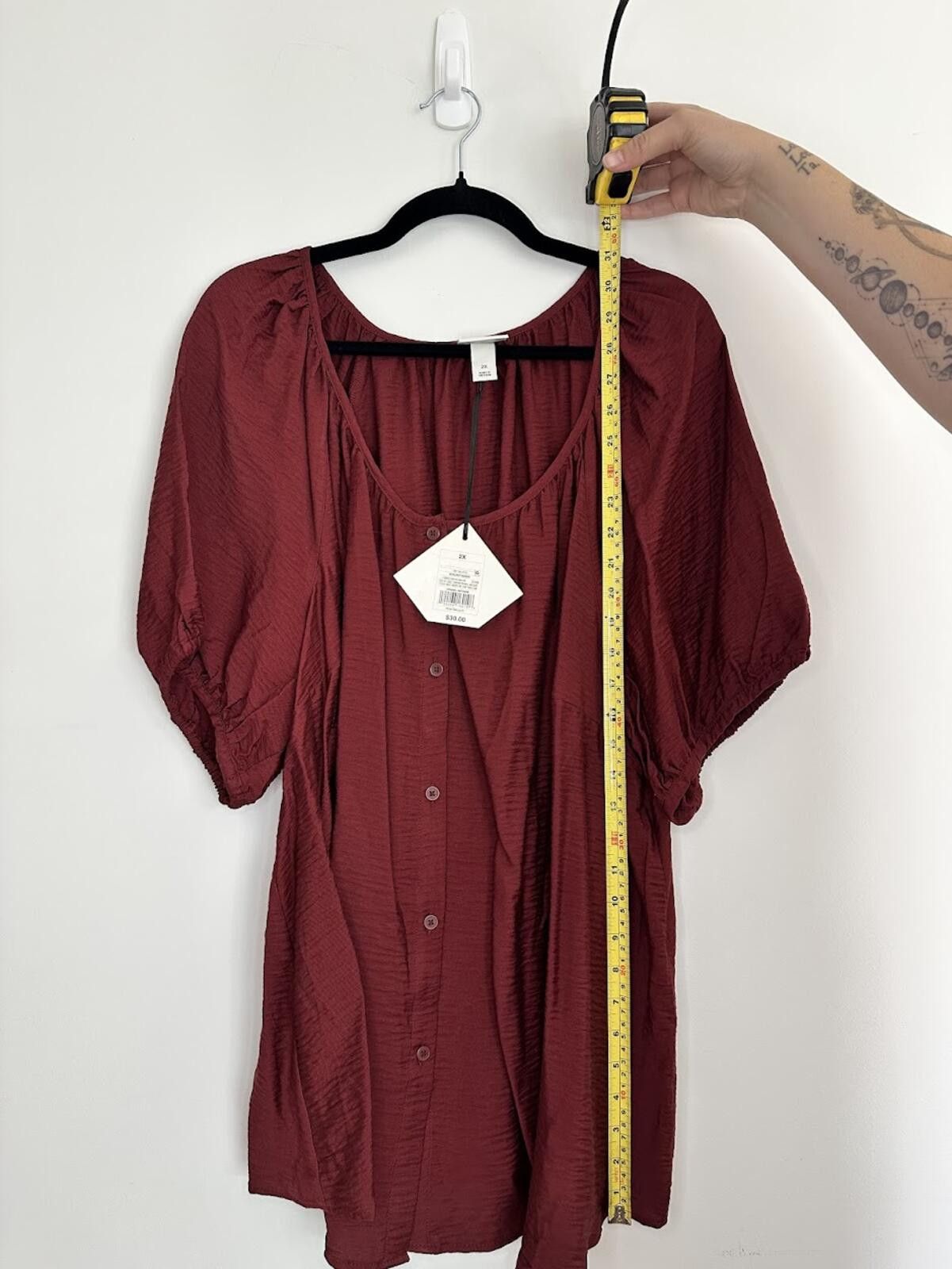 Other Ava & Viv Maroon Blouse - Sz. 2X Size XXL / US 16-18 / IT 52-54 - 6 Thumbnail