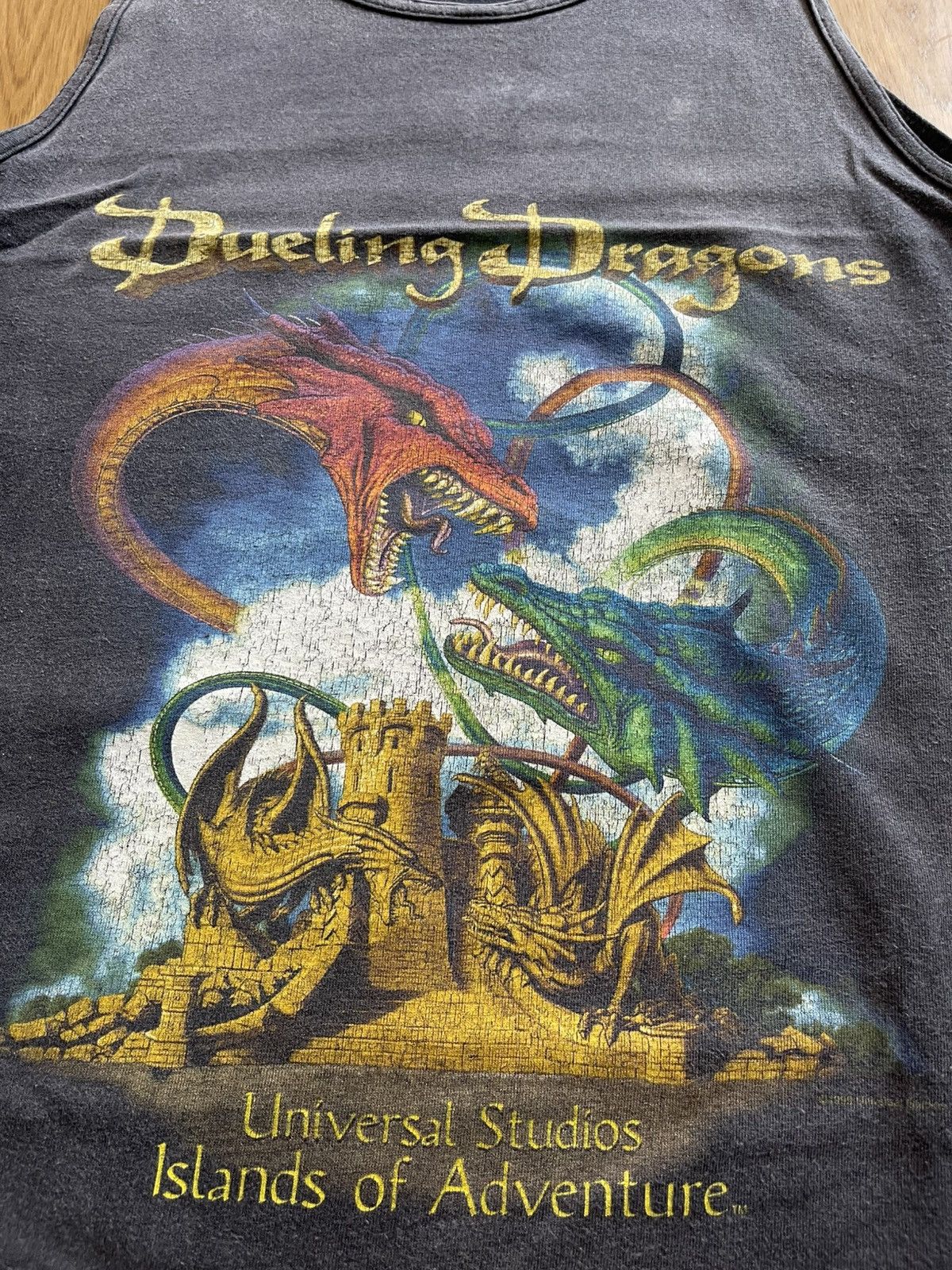 Universal Studios Vintage Fade Black Tank Top Dueling Dragons Size US XL / EU 56 / 4 - 5 Thumbnail
