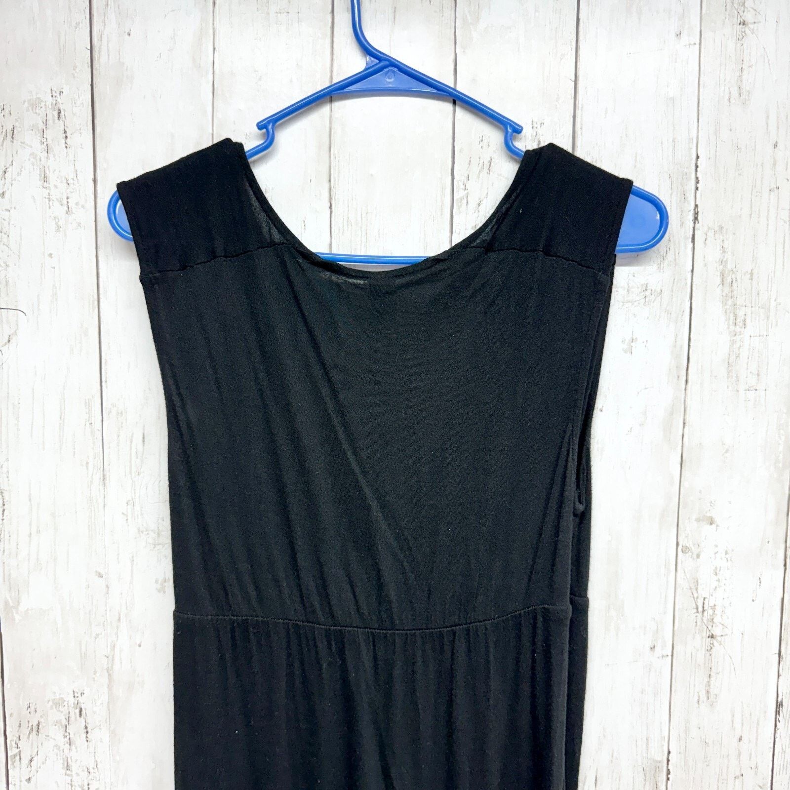 Old Navy Old Navy Dress MD Maxi Black Cotton Sleeveless Deep Vneck Size M / US 6-8 / IT 42-44 - 4 Thumbnail