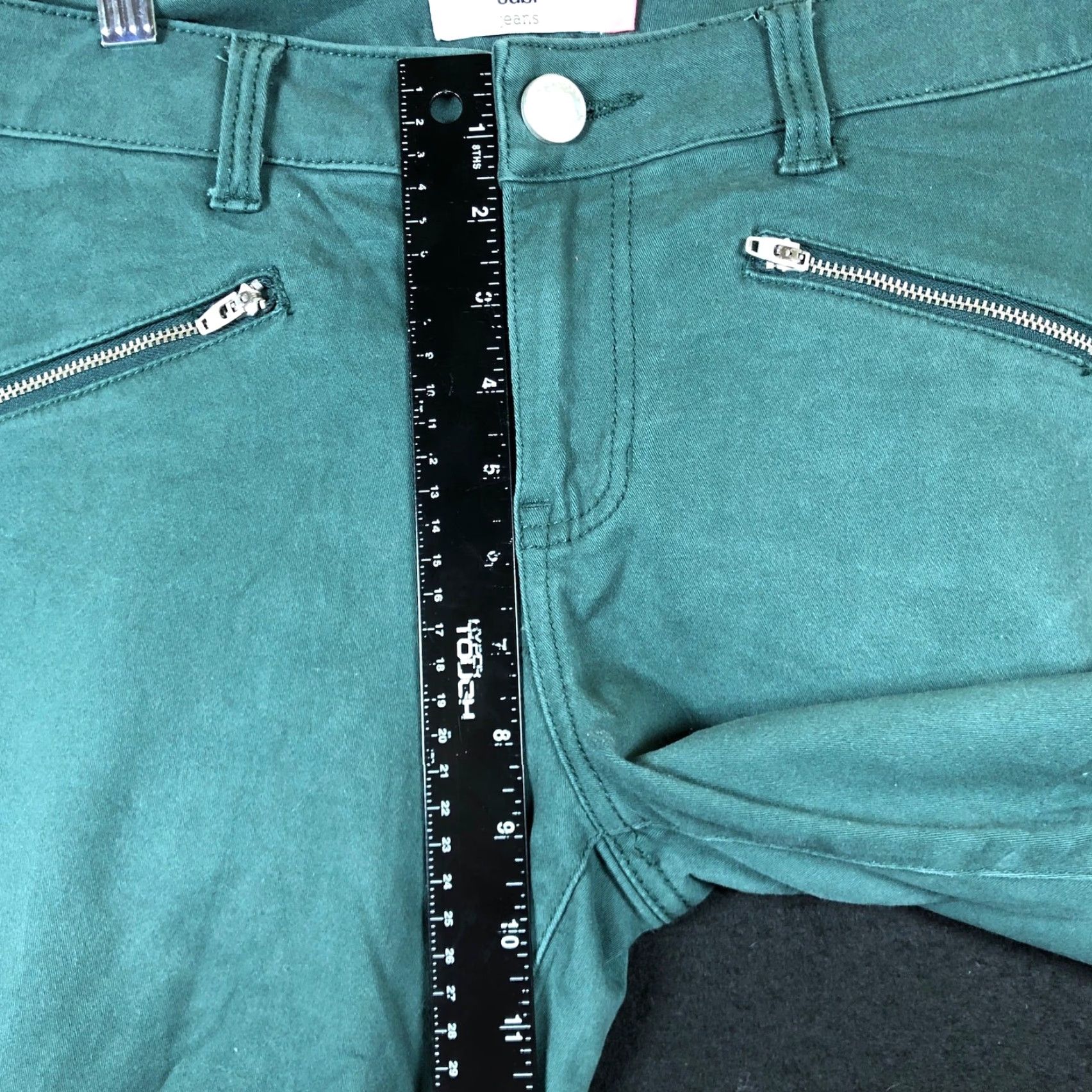 Vintage CAbi Jeans Hunter Green Mid Rise Skinny Moto Zipped Pockets Stretch 10 Women's Denim Jeans Regular Sized 10 Green Pants Size 32" / US 10 / IT 46 - 7 Thumbnail