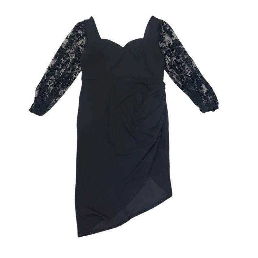 Other Asymmetric Formal Dress Black Long 3/4 Sleeve Lace 2XL Women Size XXL / US 16-18 / IT 52-54 - 9 Thumbnail