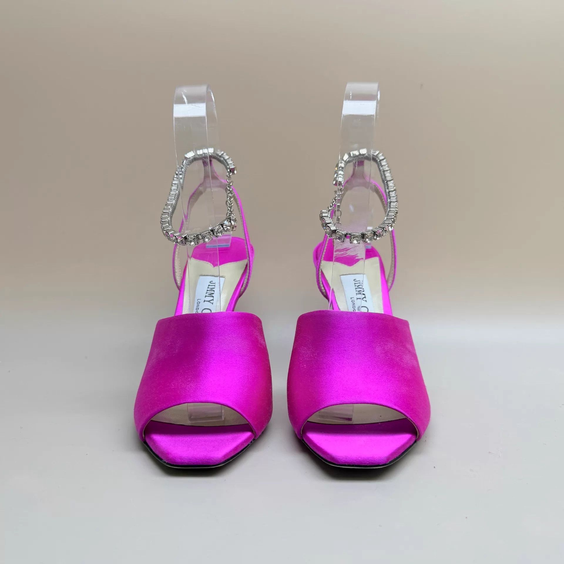 Jimmy Choo Jimmy Choo Pink Satin Heels Rhinestone Buckle 35 Size US 4.5 / IT 34.5 - 2 Thumbnail
