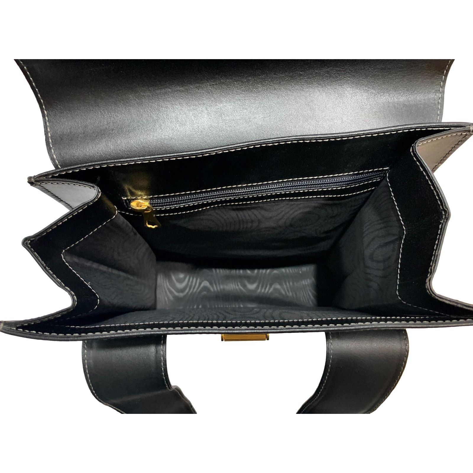Genuine Leather × Vintage Vintage Silvani Italy Black Leather Structured Shoulder Bag Size ONE SIZE - 10 Thumbnail