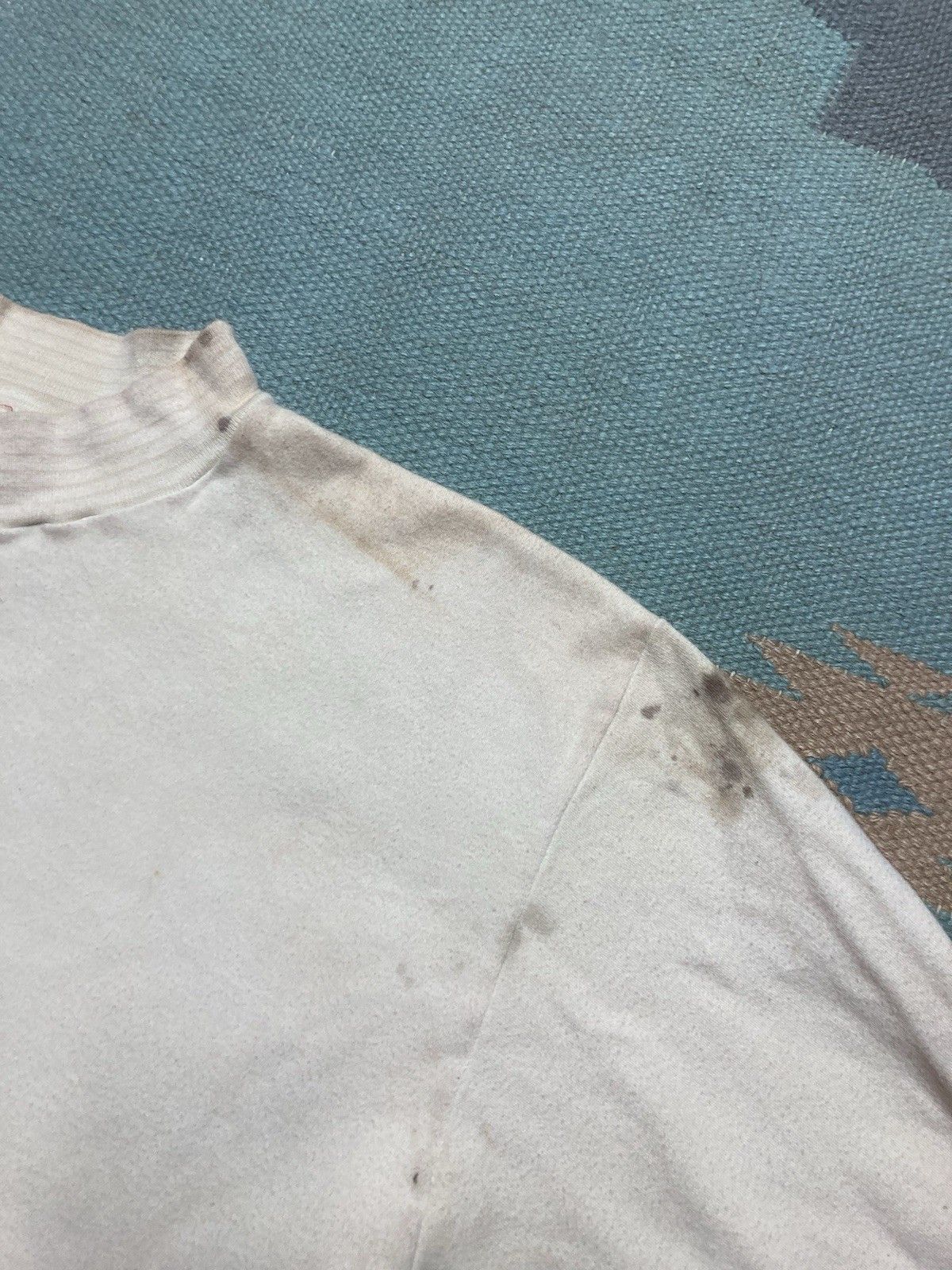 Vintage 1950s t shirt blank white soft cotton stained grunge large Size US L / EU 52-54 / 3 - 8 Thumbnail