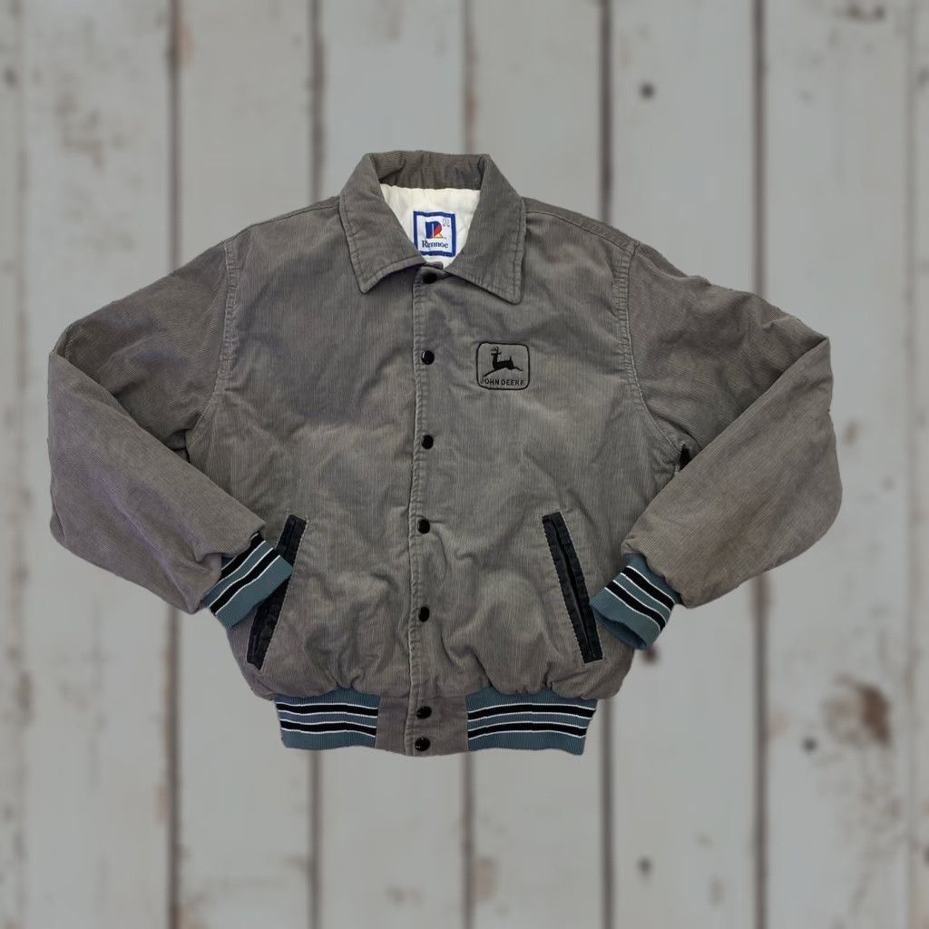 John Deere VINTAGE John Deere Bomber Jacket Corduroy Gray 2XL USA Made Small Mens Regular Pockets Quilted Size US XXL / EU 58 / 5 - 1 Thumbnail
