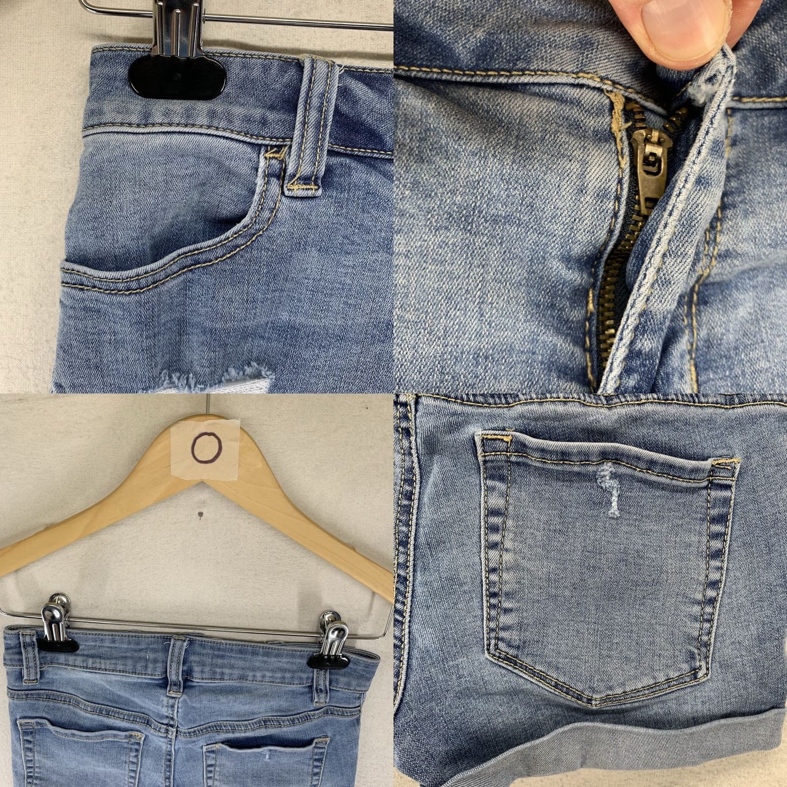Pacsun PacSun Shorts Denim 24 Blue Distressed Shortie Cut Off Super Stretch Size 42" / US 20 - 8 Thumbnail