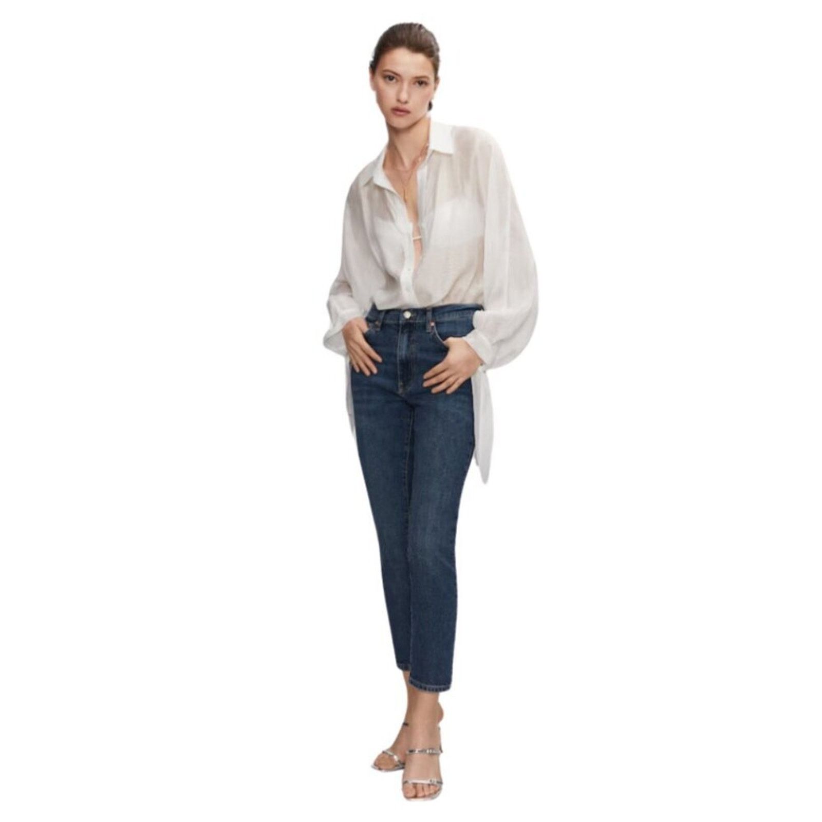 Mango Mango MNG Slim Copped Dark Blue Jeans NWT Plus 16 Size 38" / US 16 / IT 52 - 2 Thumbnail
