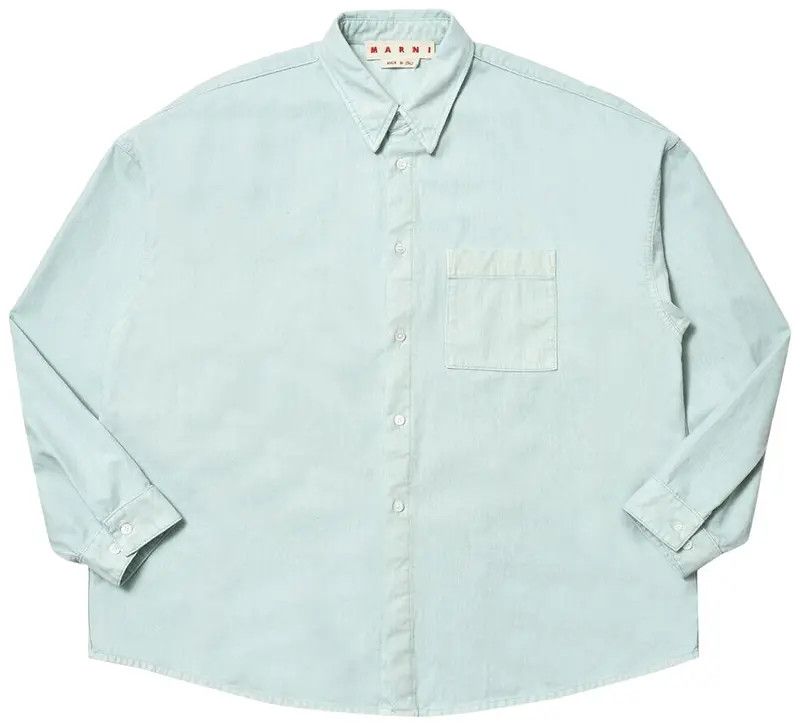 (CLEAN OUT) Marni Flocked Denim Overshirt 'Aquamarine' XL