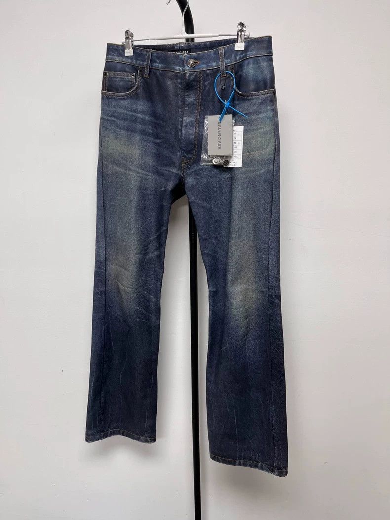 Balenciaga Balenciaga 3D printed imitation denim leather pants Size US 32 / EU 48 - 1 Thumbnail